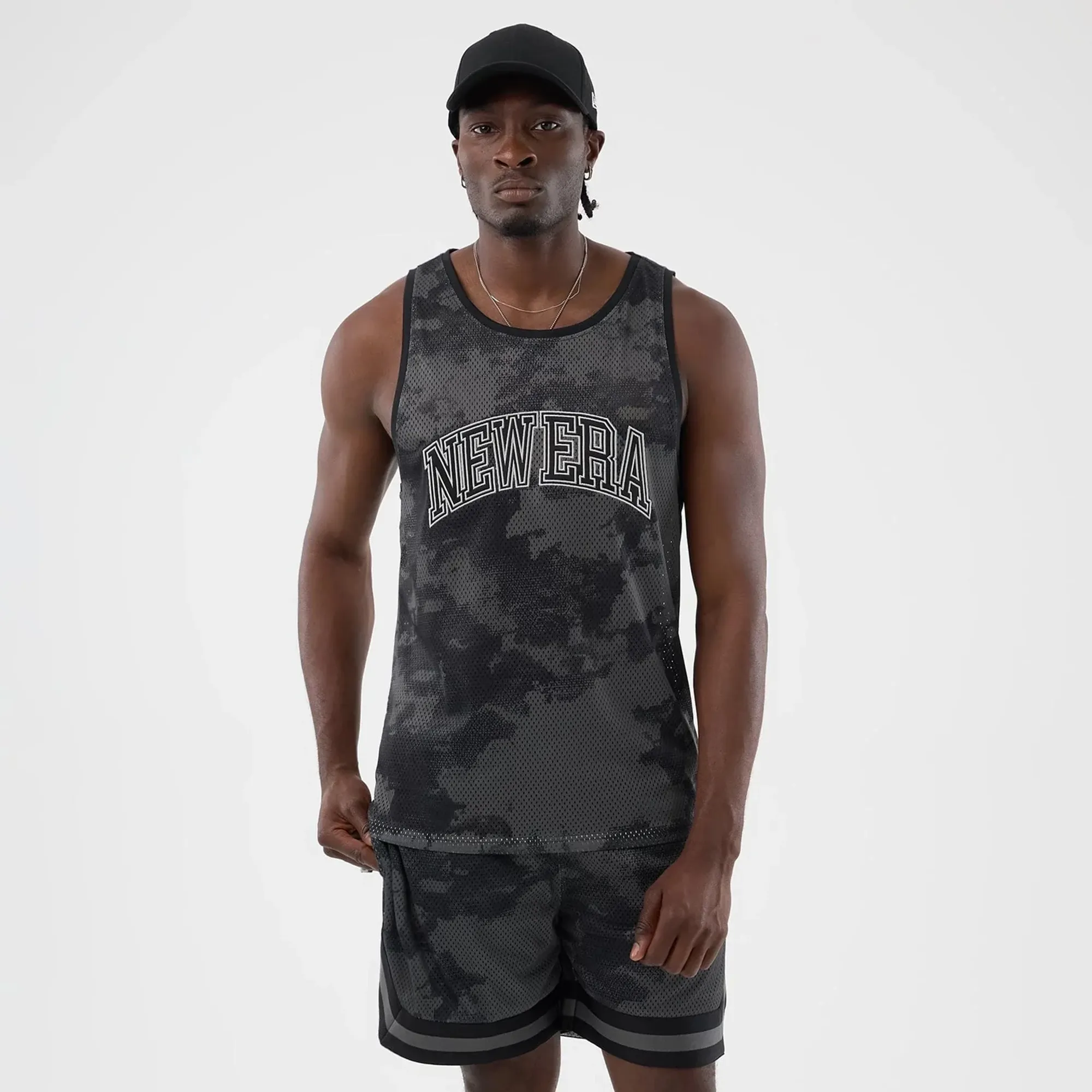 New Era All Over Print Black Camo Mesh Tank Top adult unisex