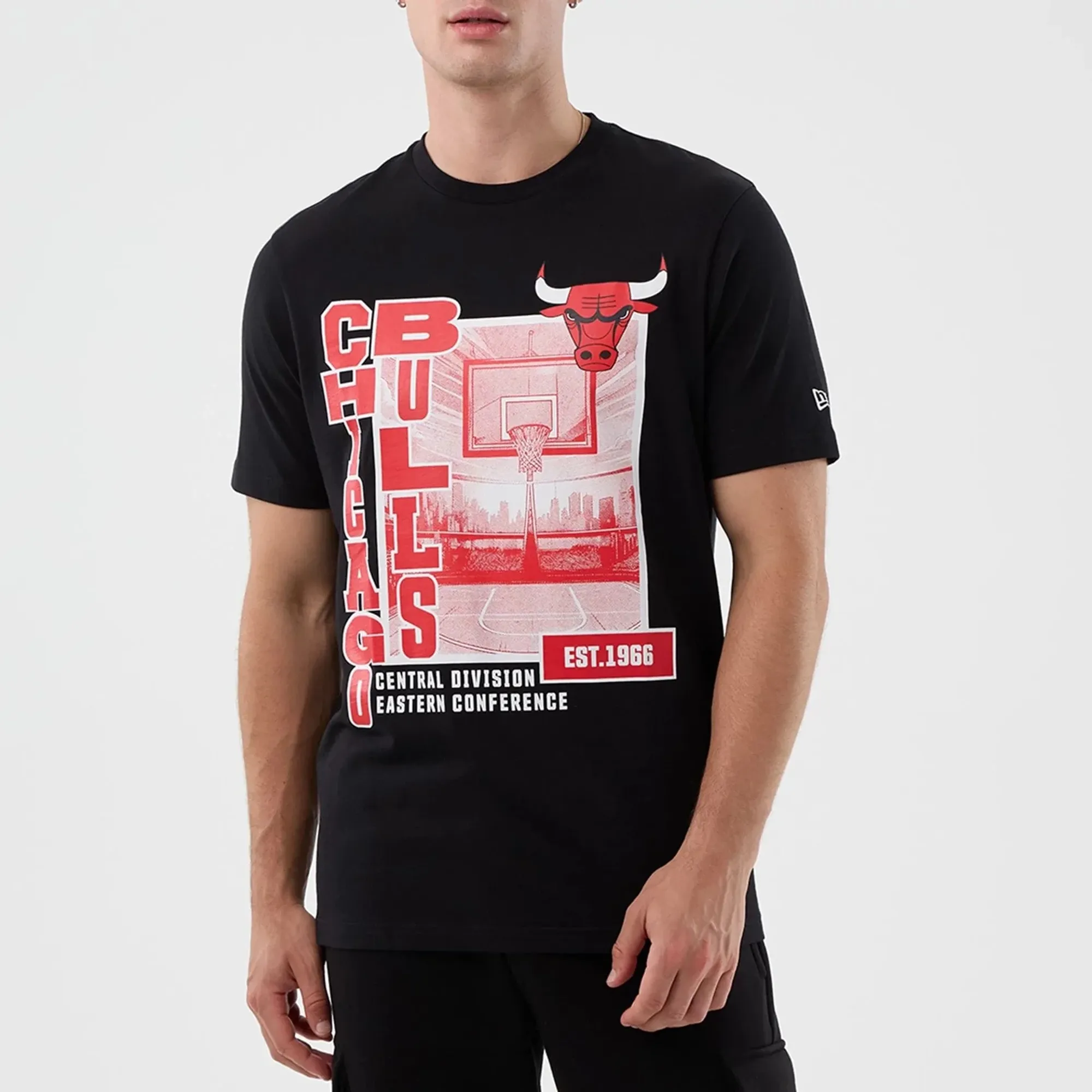 Chicago Bulls NBA Graphic Black T-Shirt New Era Cap adult unisex