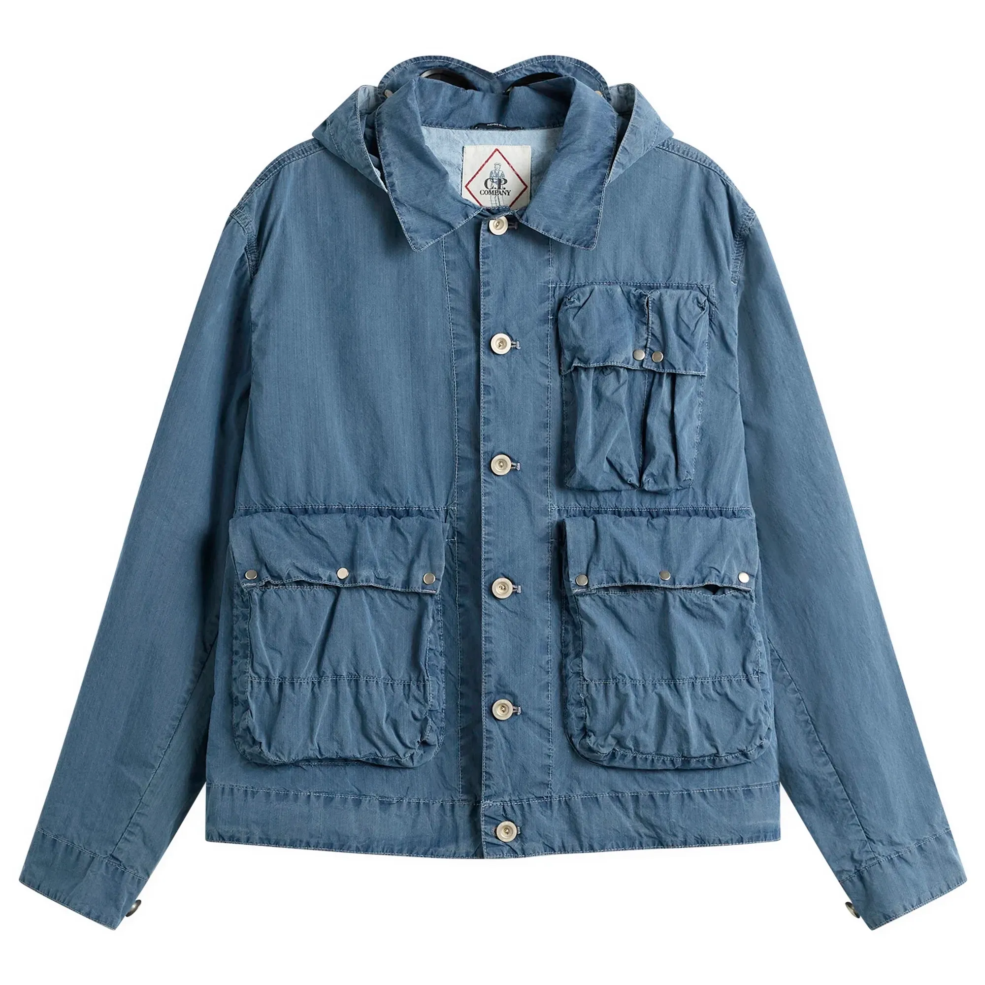 C.P. Company Men's 50 Fili Bleached Multi Pocket Jacket Stone Bleach