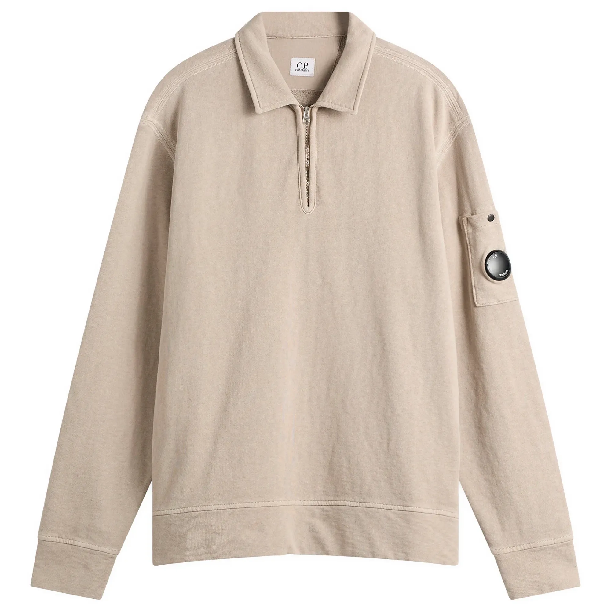 C.P. Company Men's Malfile Fleece Quarter Zip Collared Sweatshirt Dove