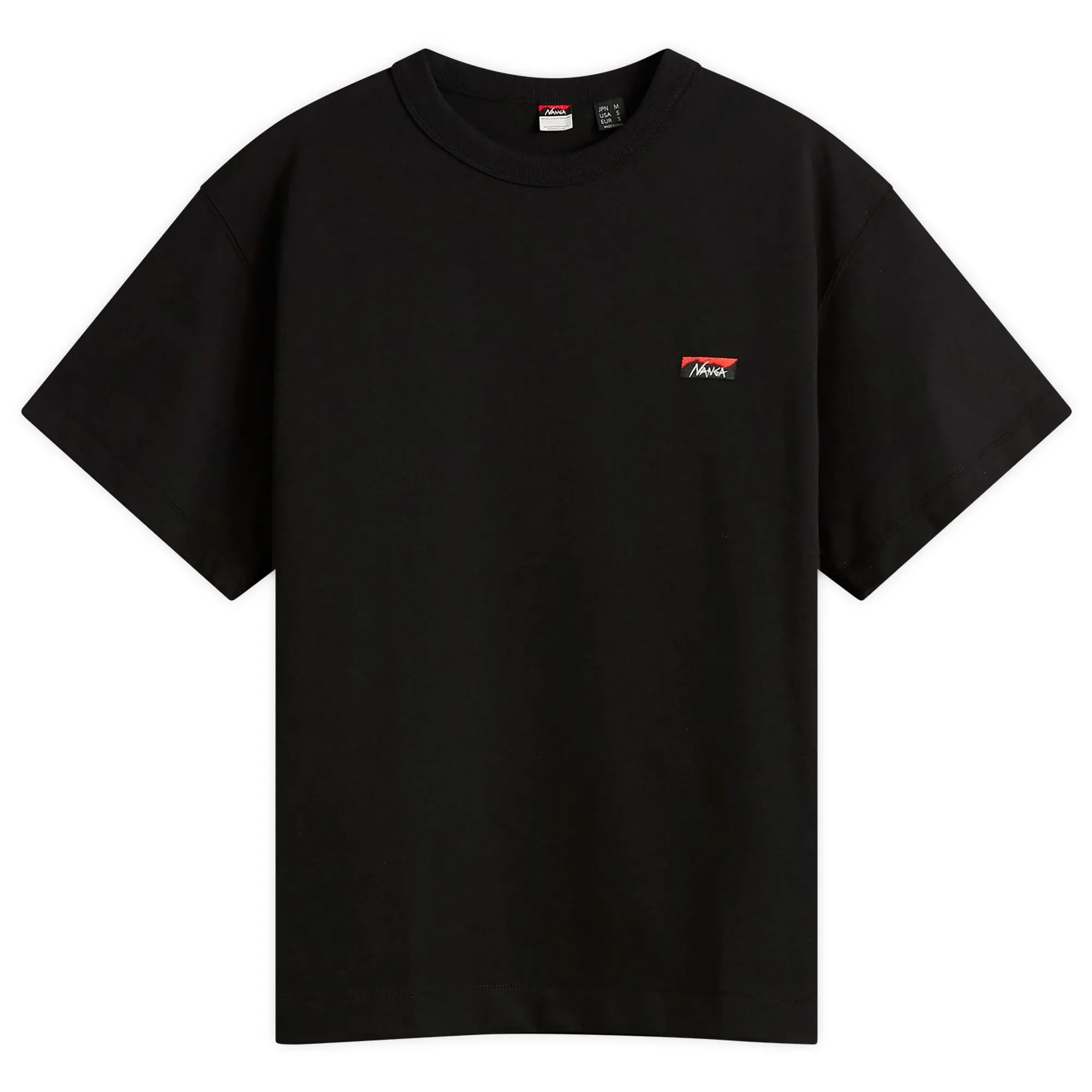 NANGA Men's Eco Hybrid Box Logo Embroidery T-Shirt Black
