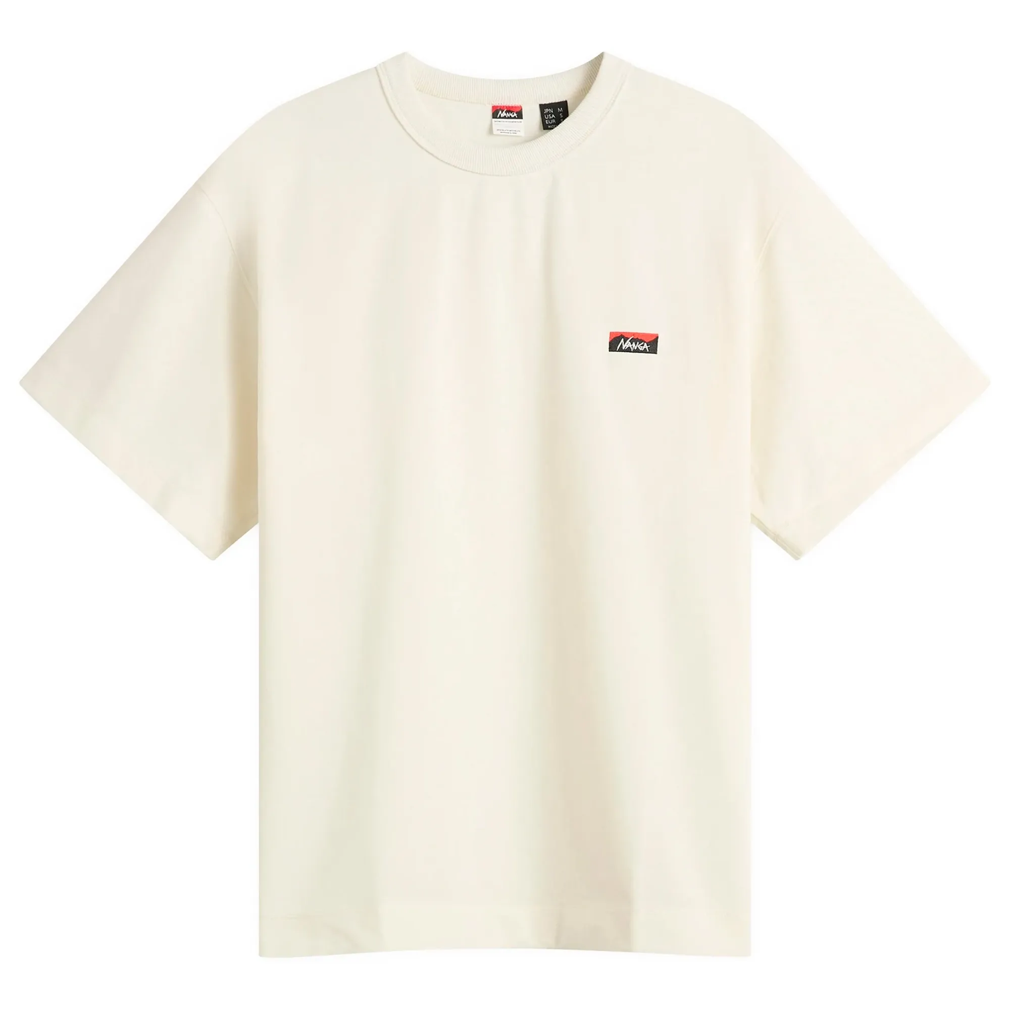NANGA Men's Eco Hybrid Box Logo Embroidery T-Shirt White