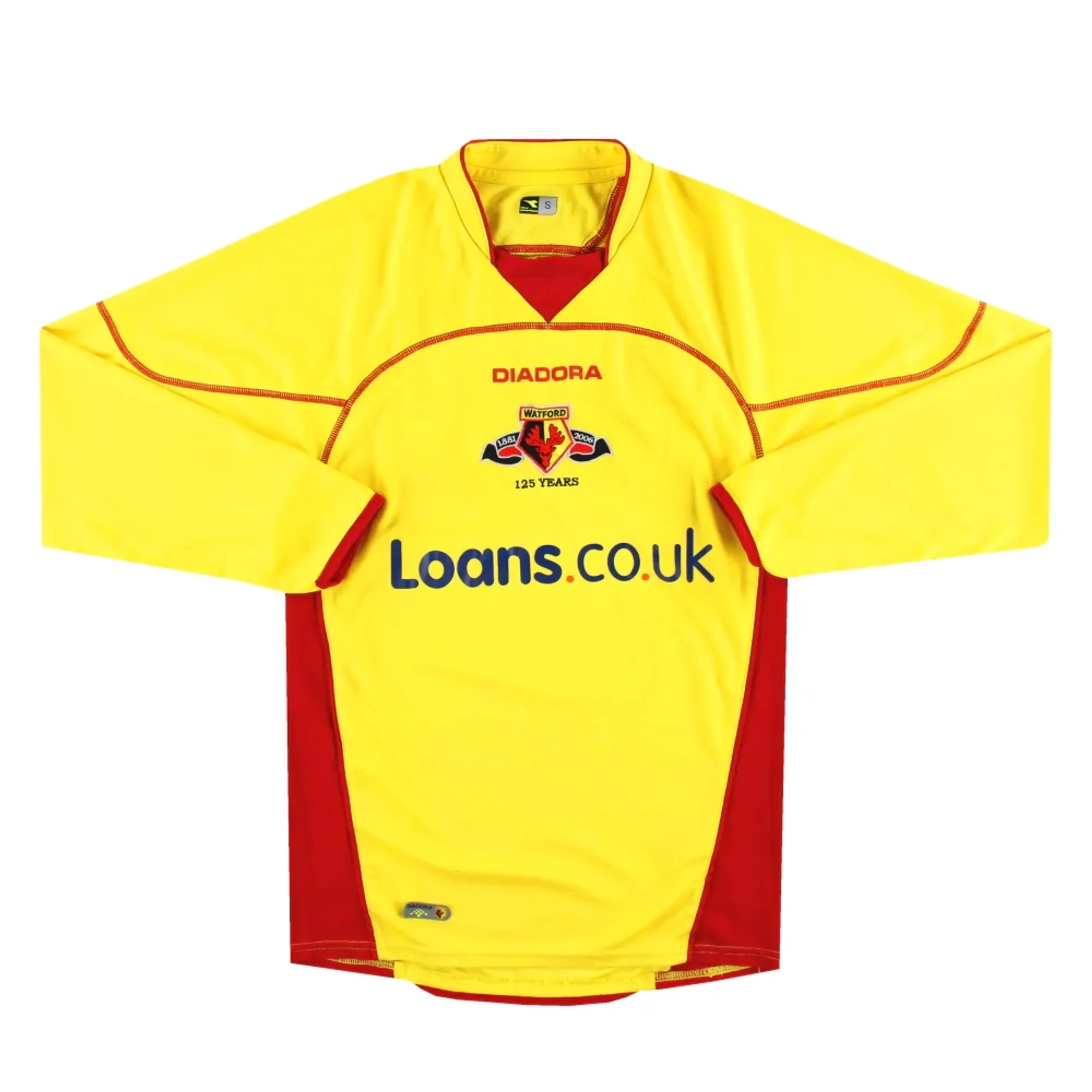 2006-07 Watford Diadora '125 Year' Home Shirt L/S S - Watford / Very good 