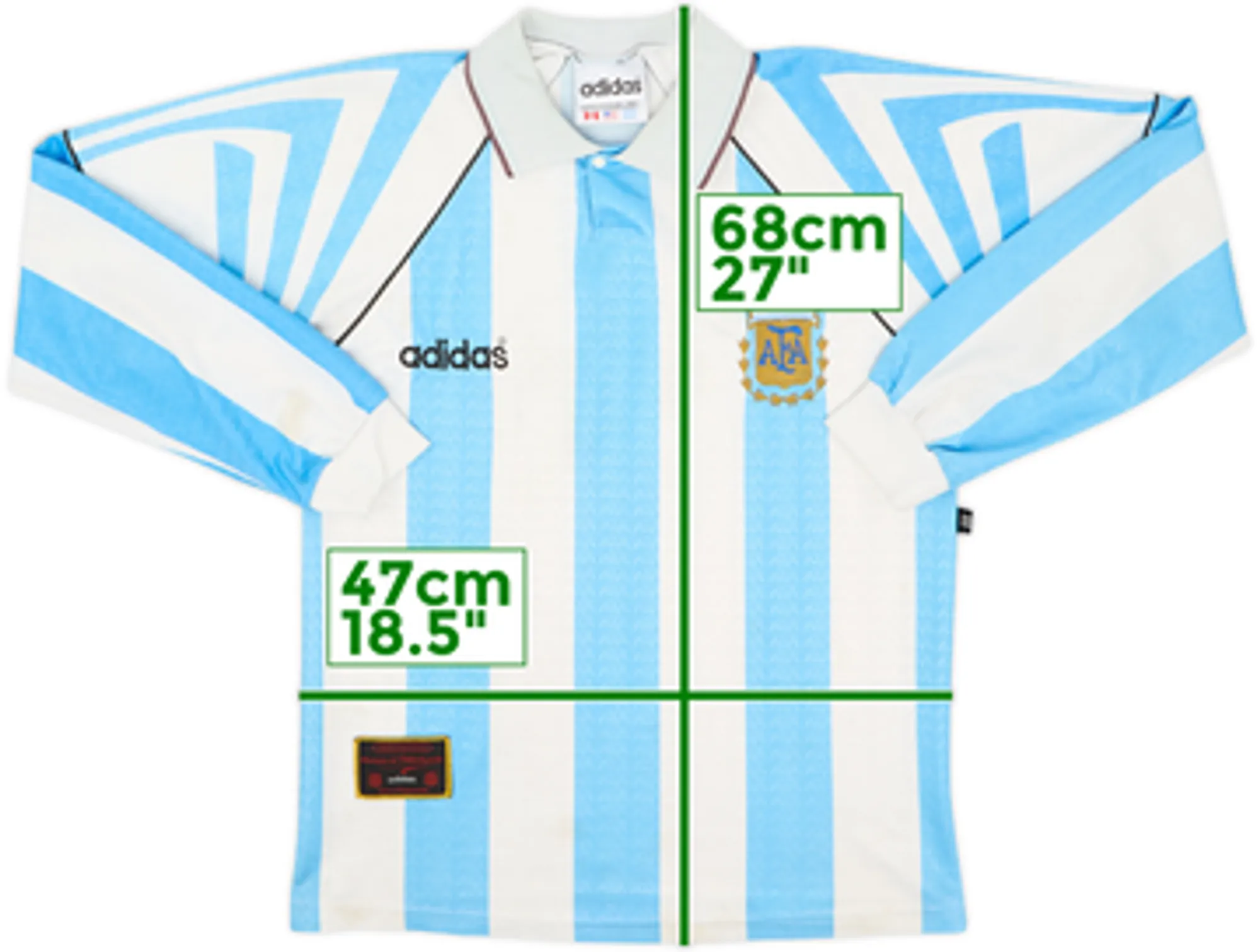 1996-98 Argentina Home L/S Shirt - 6/10 - (S)