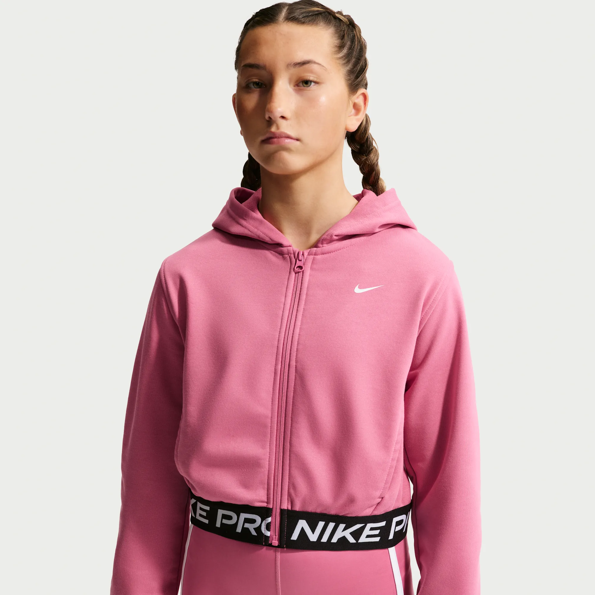 Nike Pro Fleece Older Kids' (Girls') Dri-FIT Full-Zip Hoodie - Pink