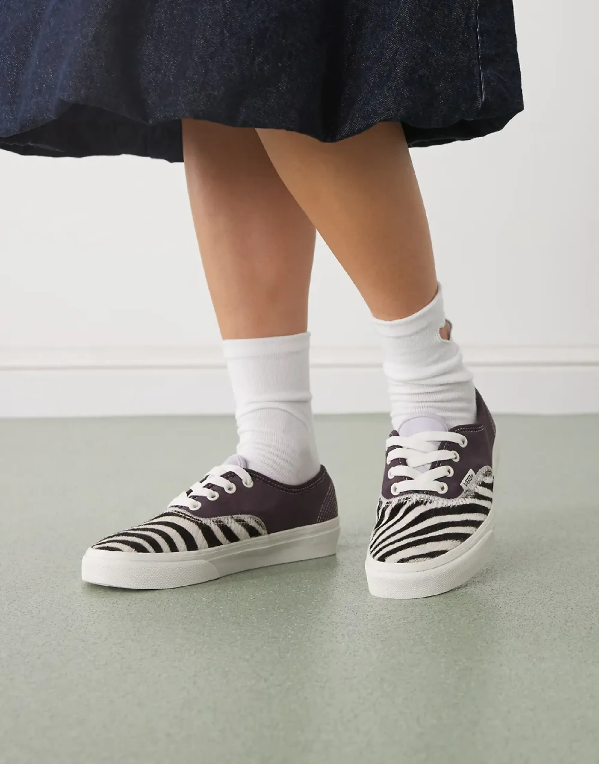 Vans Authentic Punk Trainers In Black With Zebra Print Pony Hair