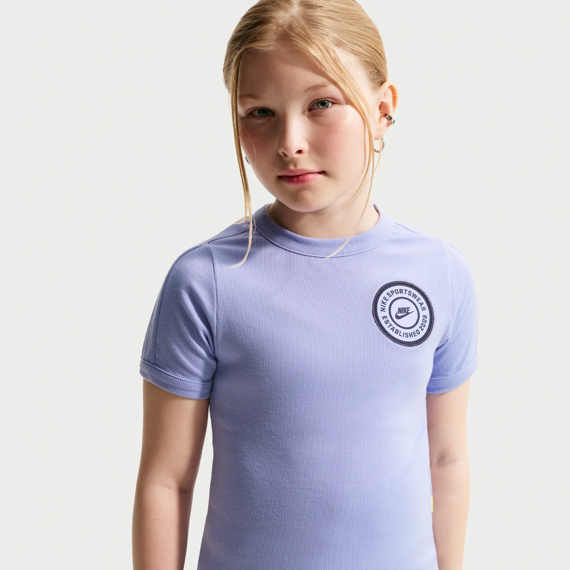 Nike Older Kids' (Girls') Short-Sleeve Rib Top - Purple