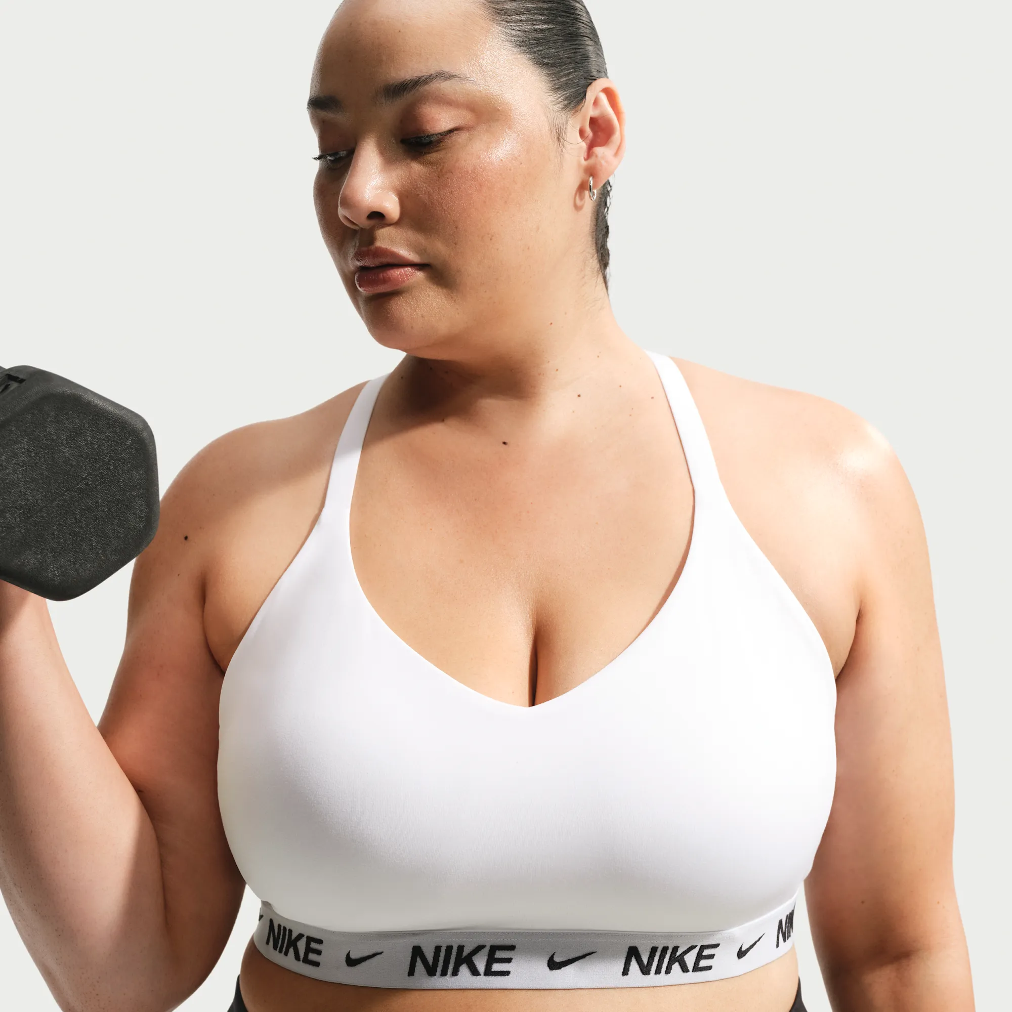 Nike Indy Light-Support Women's Padded Adjustable Sports Bra - White - Polyester/Elastane