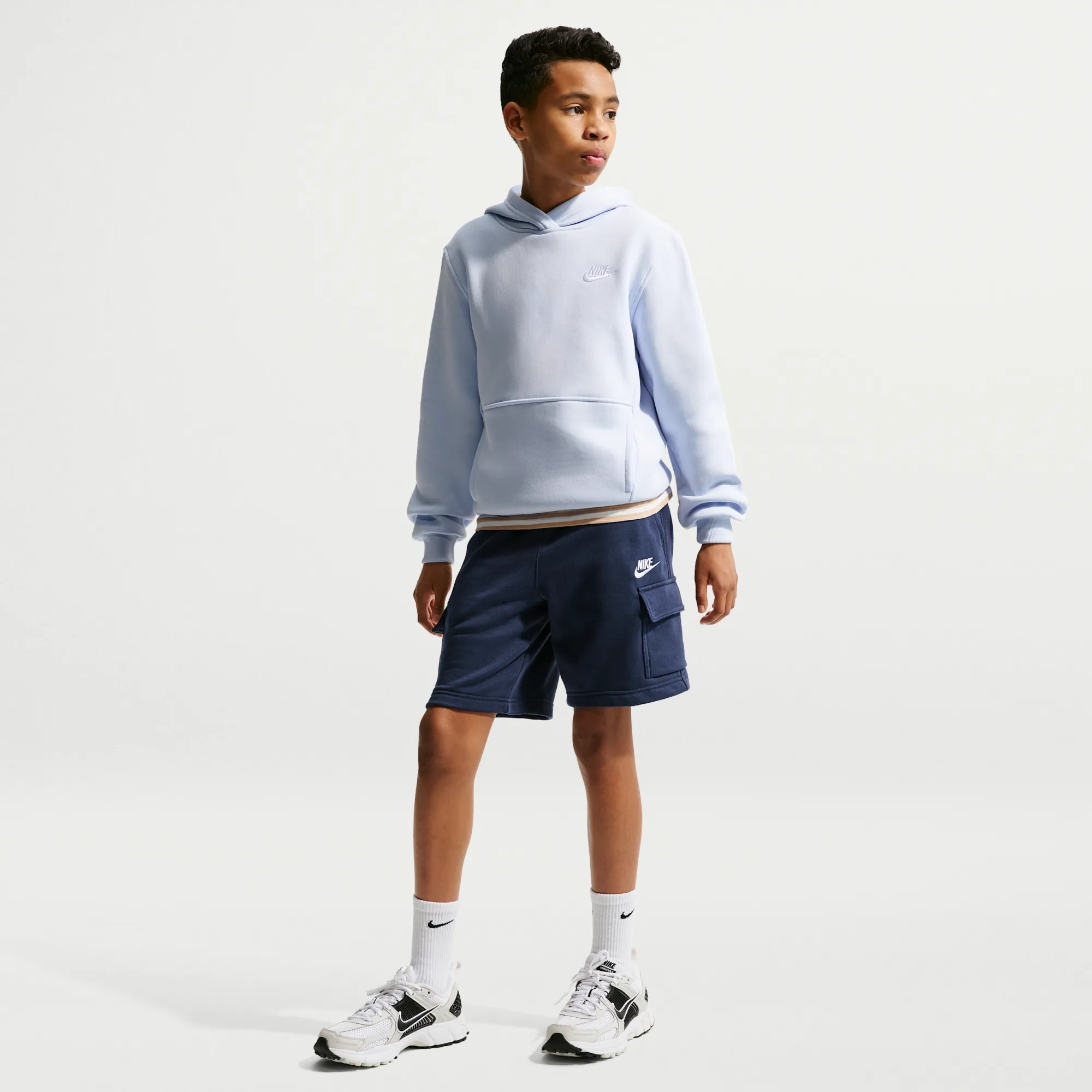 Nike Club Older Kids' French Terry Cargo Shorts - Blue - Cotton/Polyester