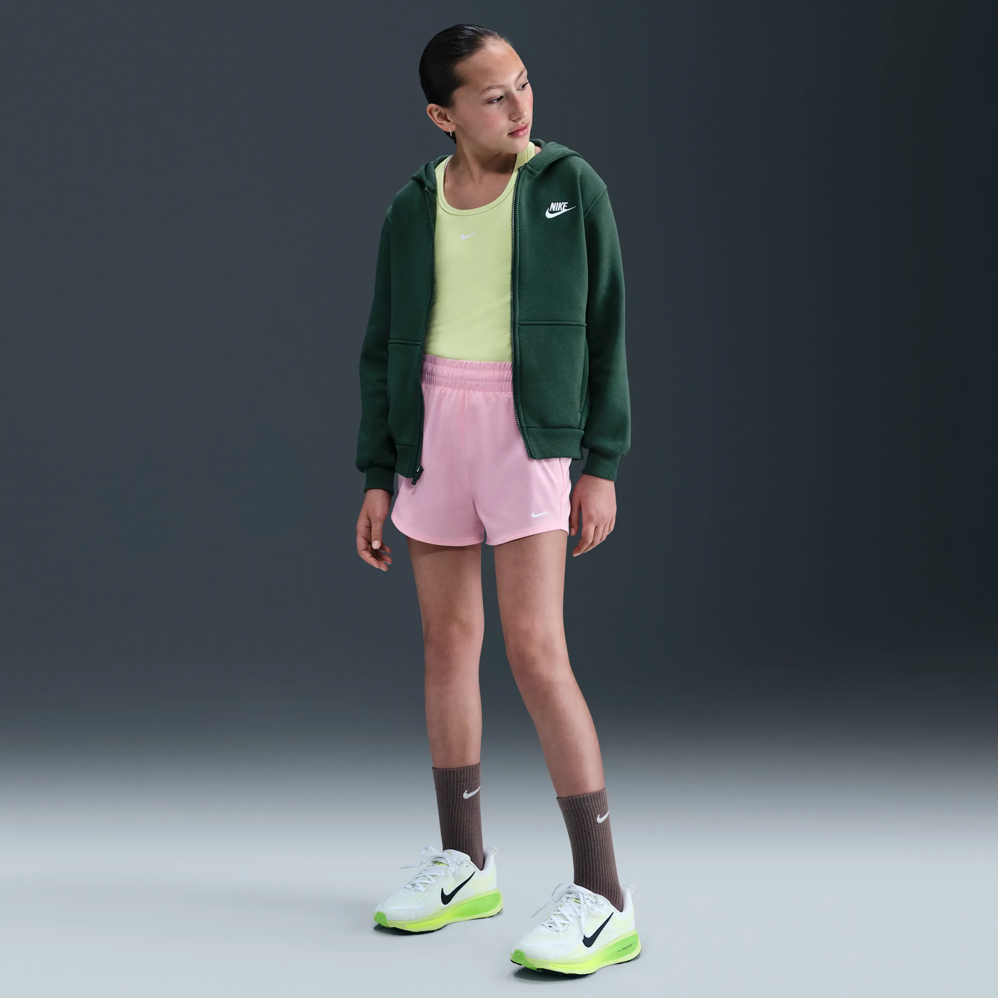 Nike One Older Kids' (Girls') Dri-FIT High-Waisted Woven Training Shorts - Pink - Polyester