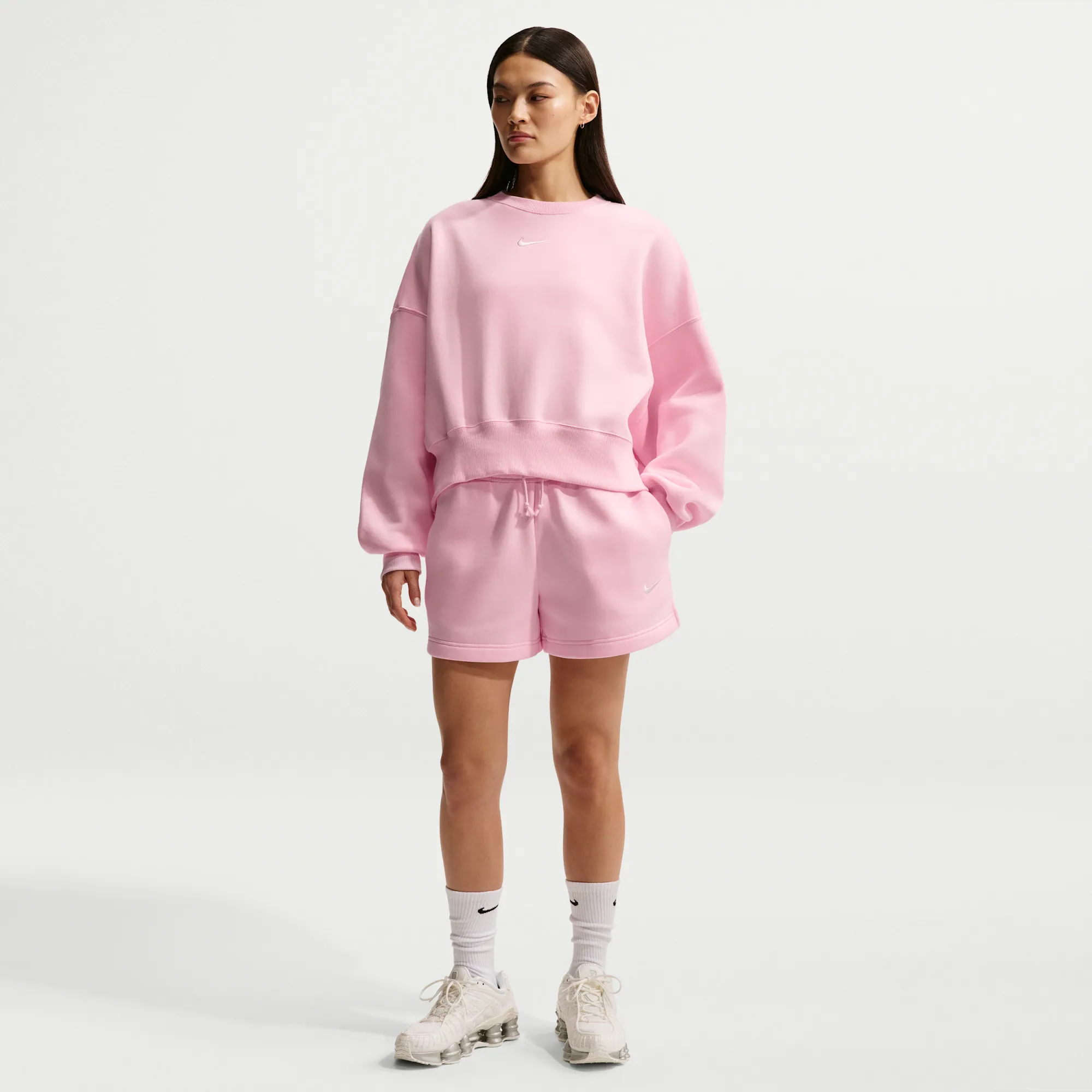 Nike Phoenix Fleece Women's Mid-Rise 10cm (approx.) Shorts - Pink - Cotton/Polyester