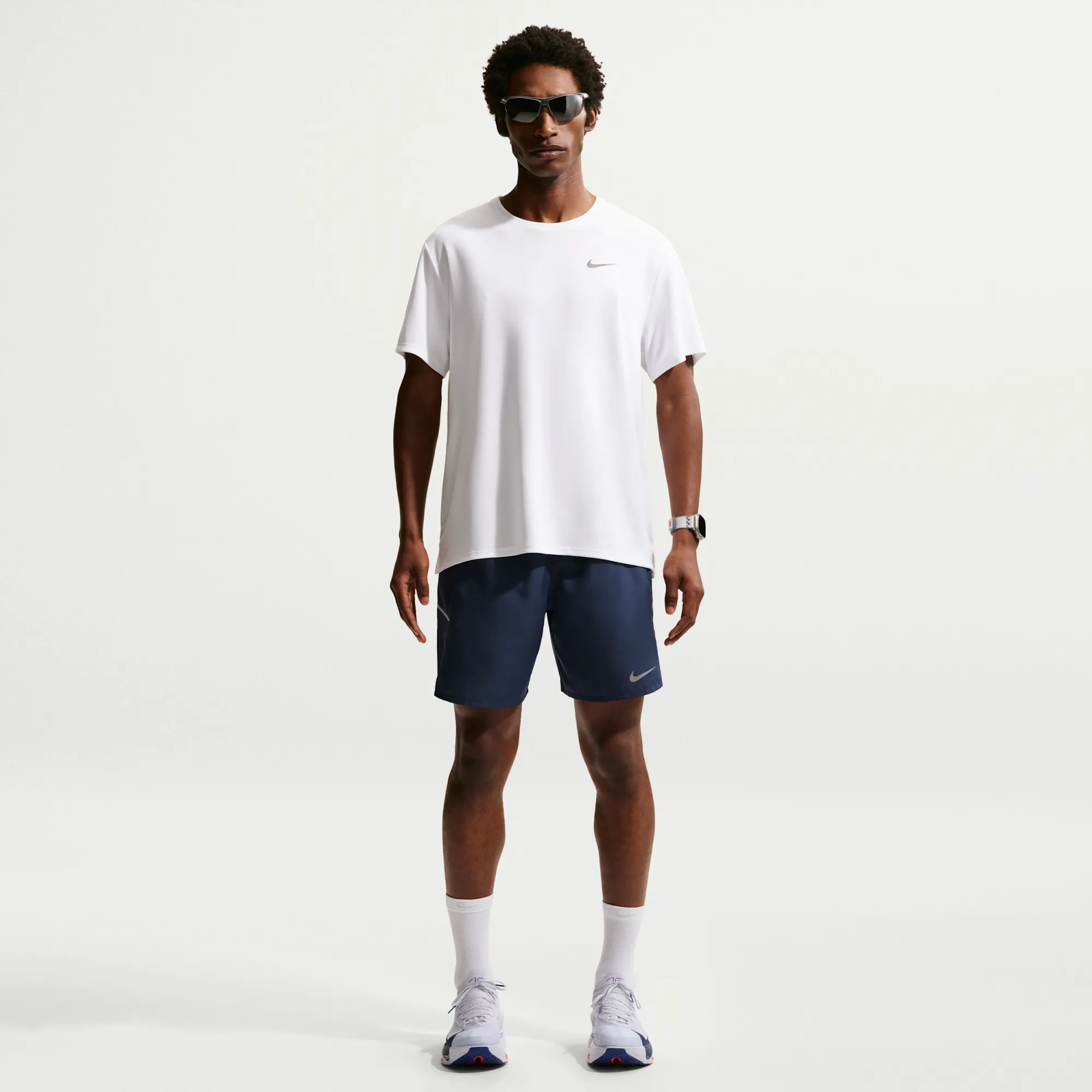Nike Miler Men's Dri-FIT 18cm (approx.) Brief-Lined Running Shorts - Blue - Polyester