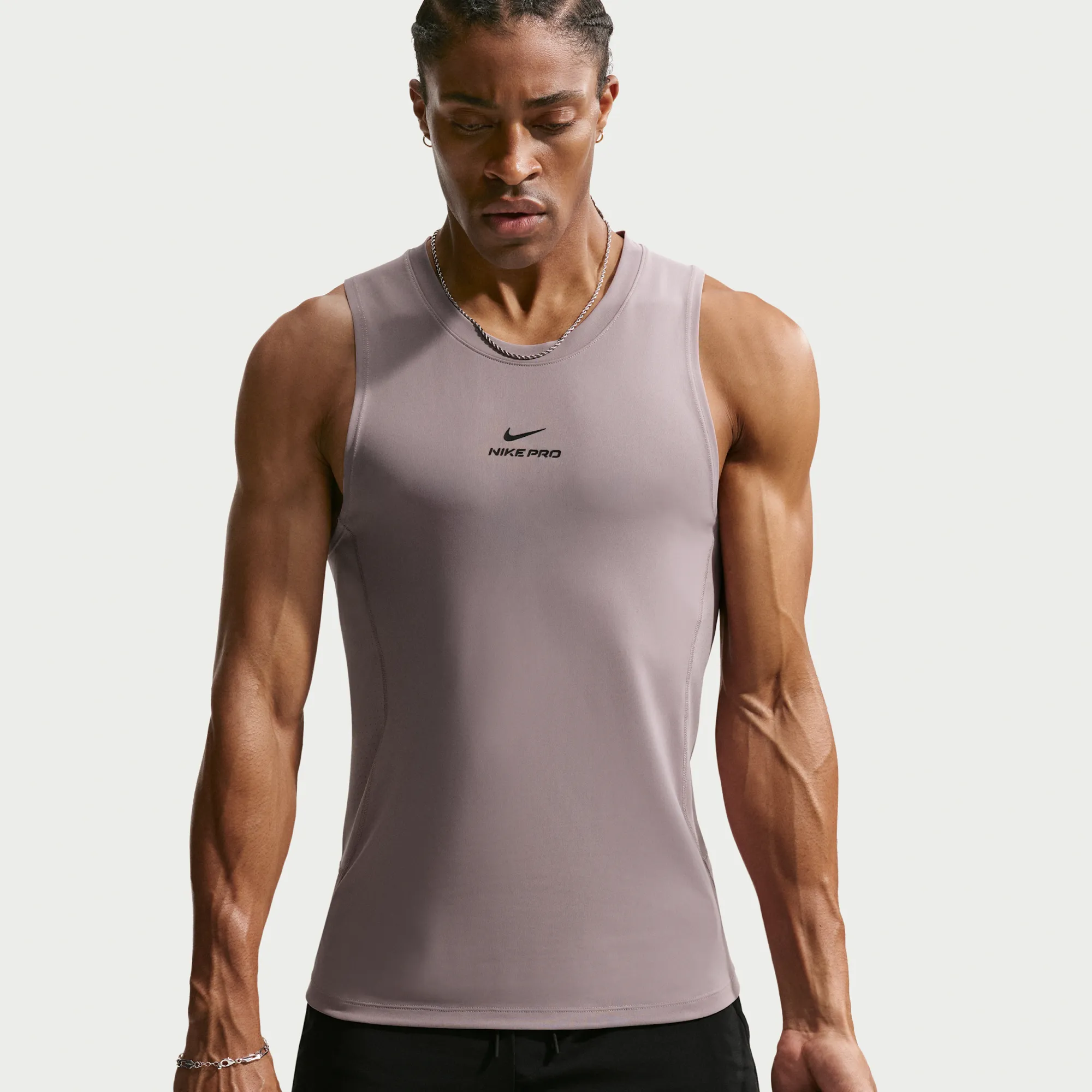 Nike Pro Men's Dri-FIT Training Tank Top - Grey - Polyester