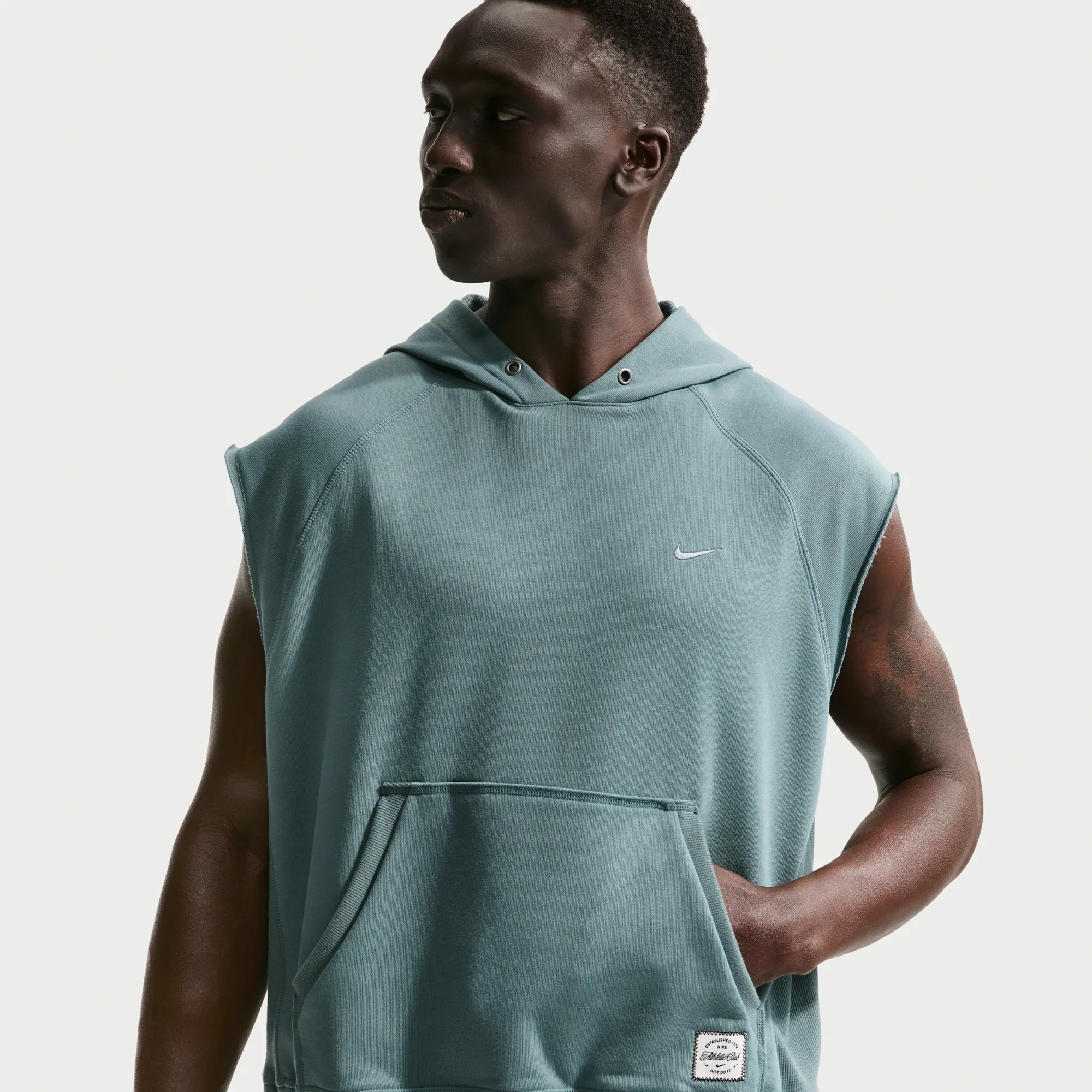 Nike N.A.C. Men's Dri-FIT Fleece Sleeveless Training Hoodie - Grey - Polyester/Cotton