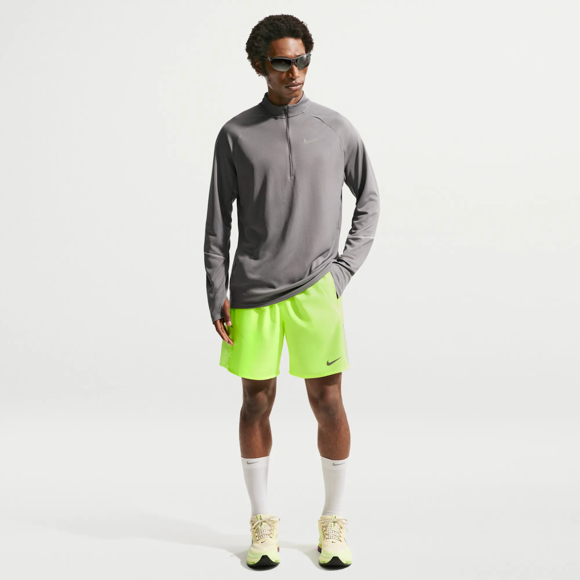 Nike Miler Men's Dri-FIT 2-in-1 18cm (approx.) Running Shorts - Yellow - Polyester