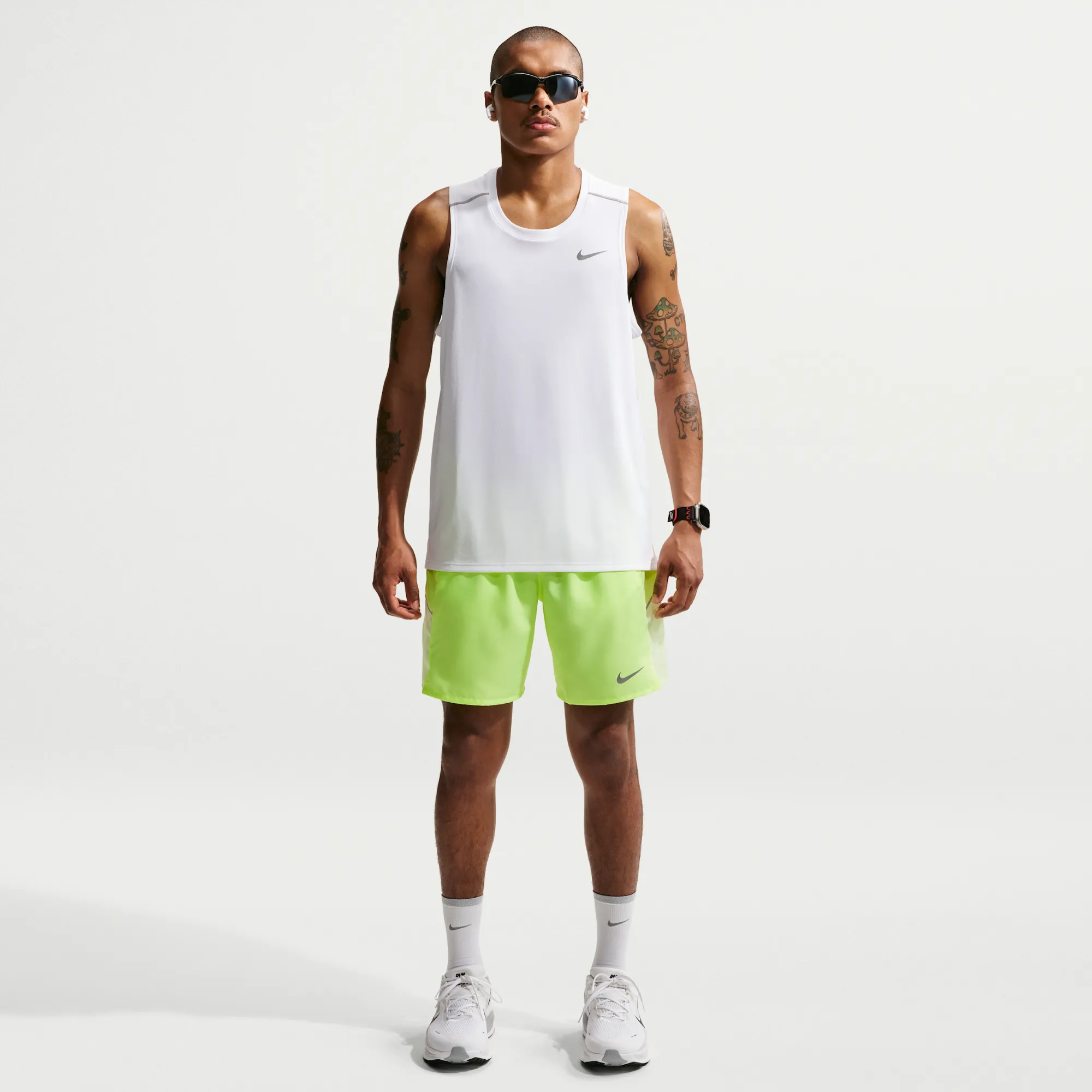 Nike Miler Men's Dri-FIT 18cm (approx.) Brief-Lined Running Shorts - Yellow - Polyester