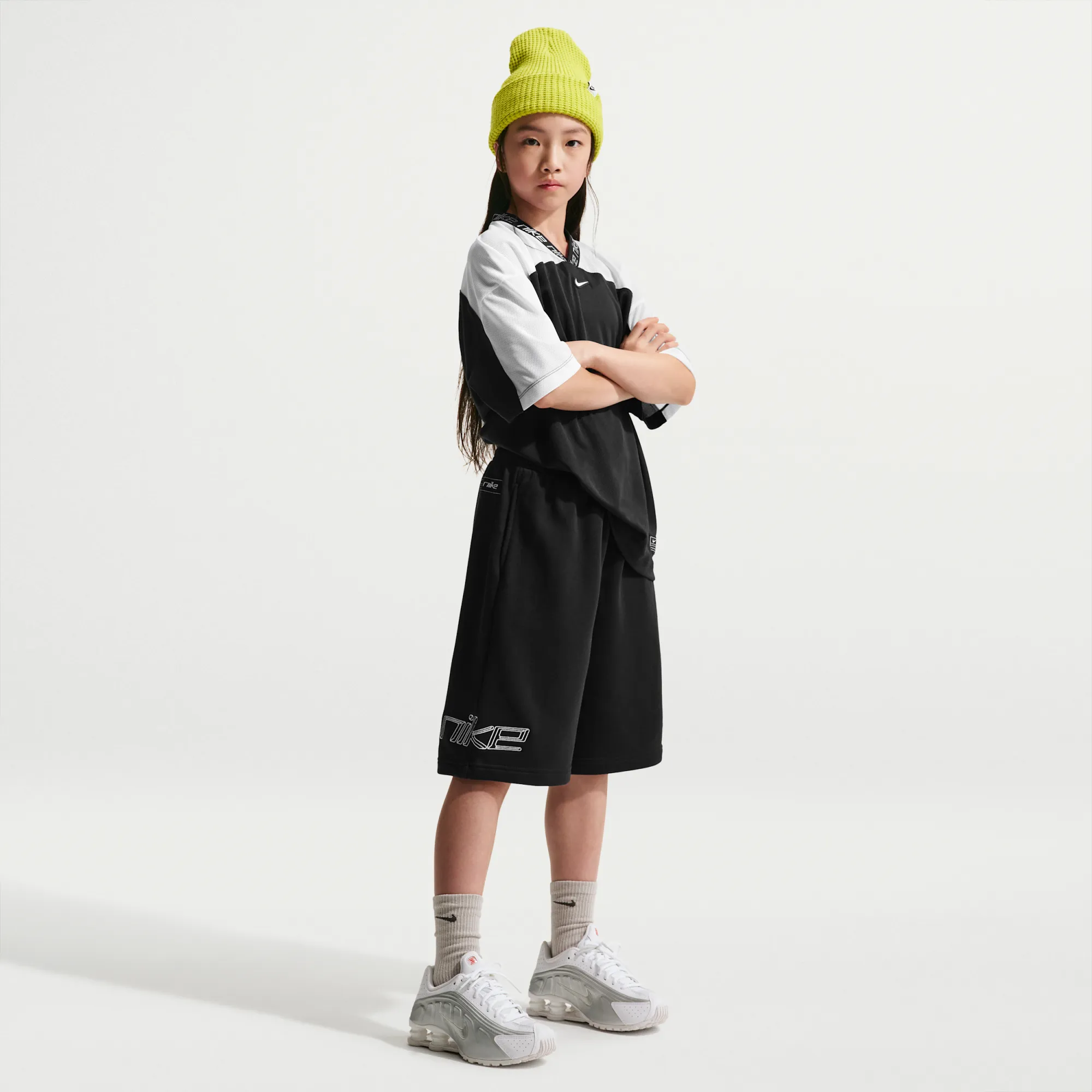 Nike Girls' French Terry Shorts - Black - Cotton/Polyester