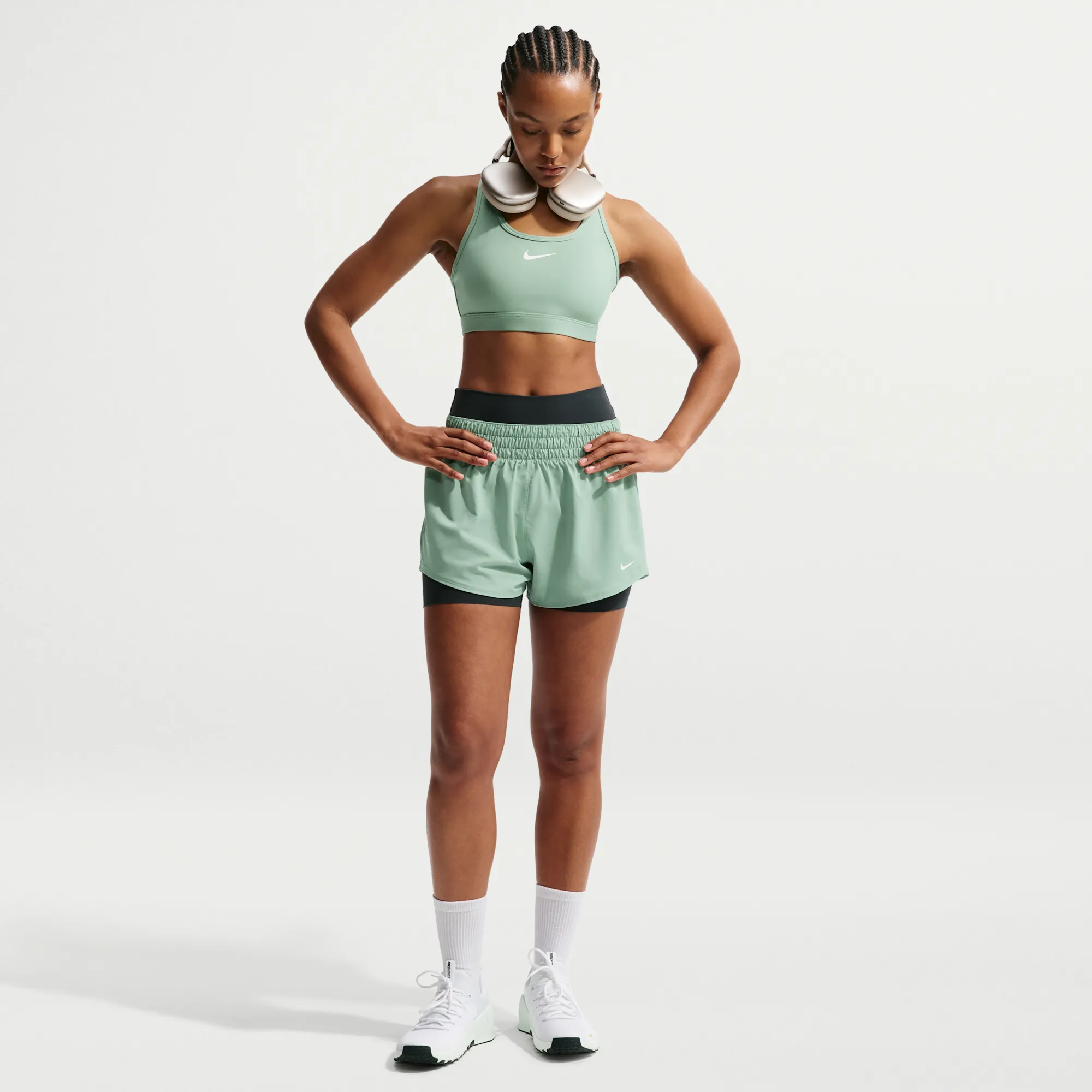Nike One Dri-FIT Mid-Rise Brief-Lined Shorts - Steam