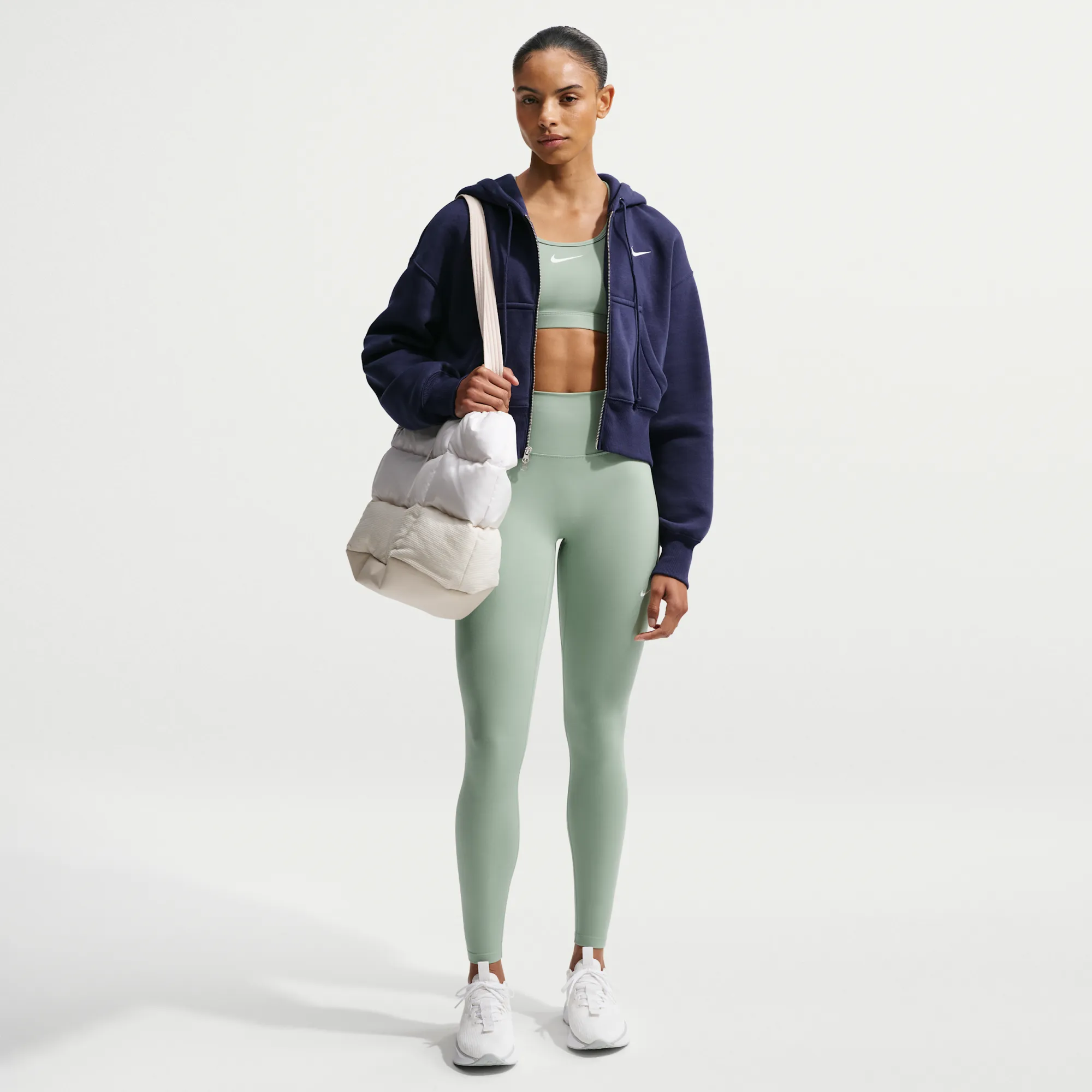 Nike One Seamless Front Women's High-Waisted Full-Length Leggings - Green - Polyester/Elastane
