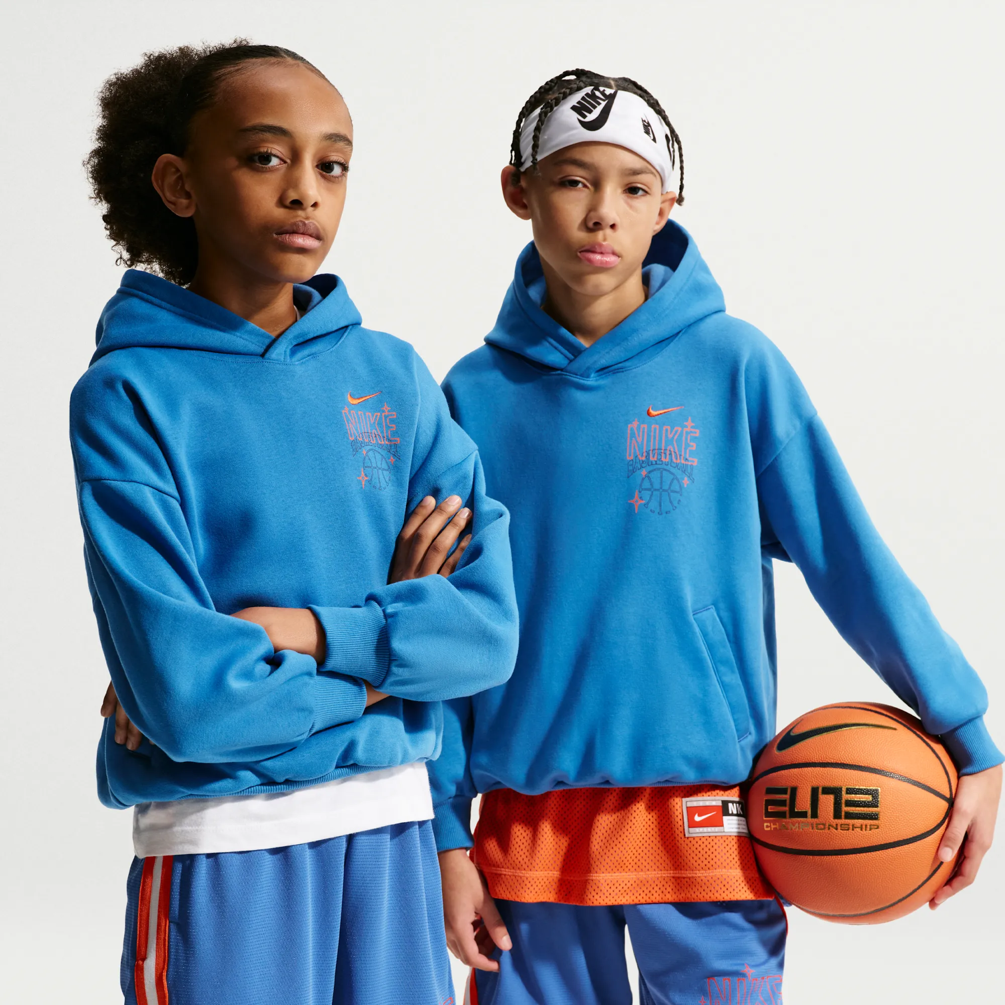 Nike Older Kids' Oversized Fleece Basketball Hoodie - Blue - Cotton/Polyester