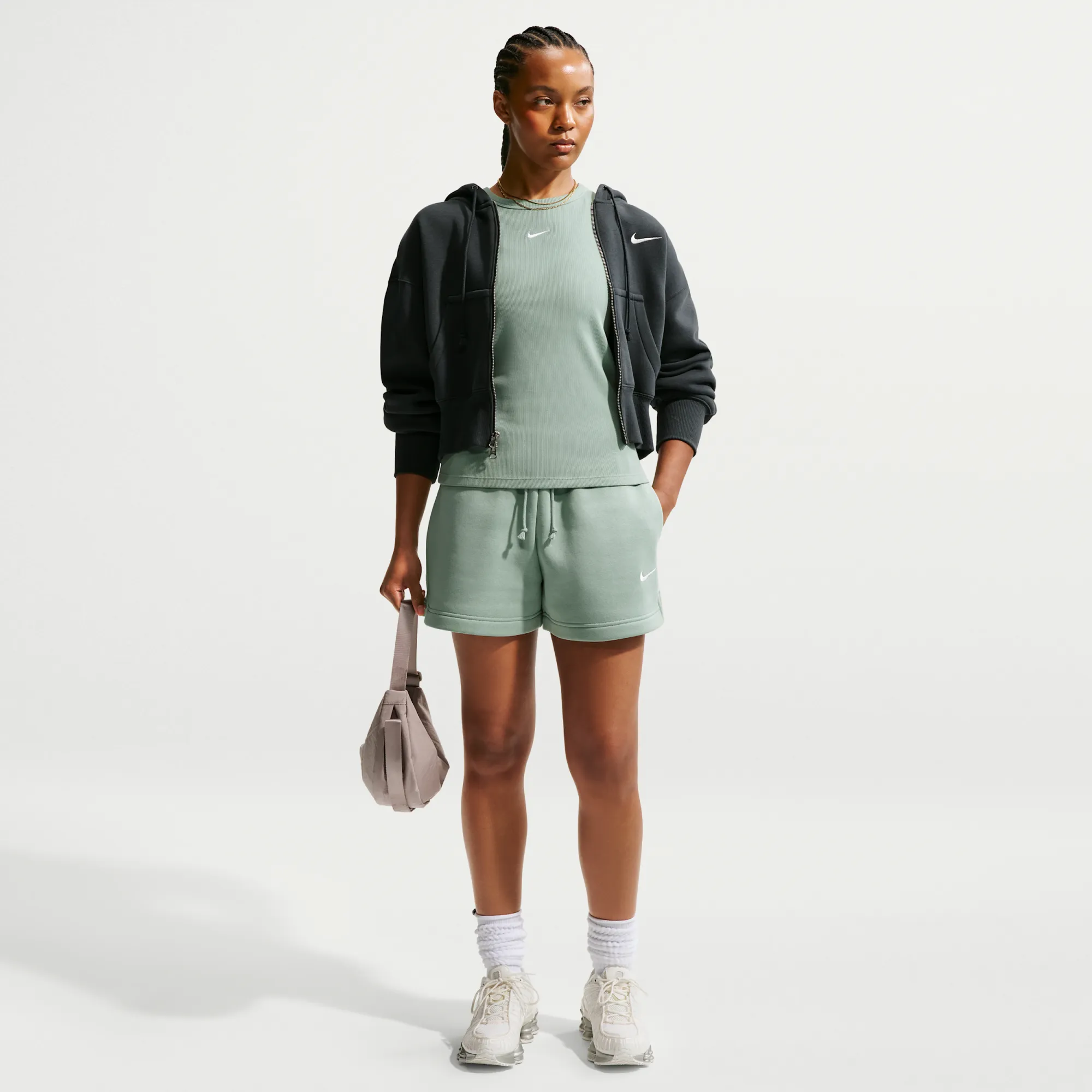 Nike Phoenix Fleece Women's Mid-Rise 10cm (approx.) Shorts - Green - Cotton/Polyester