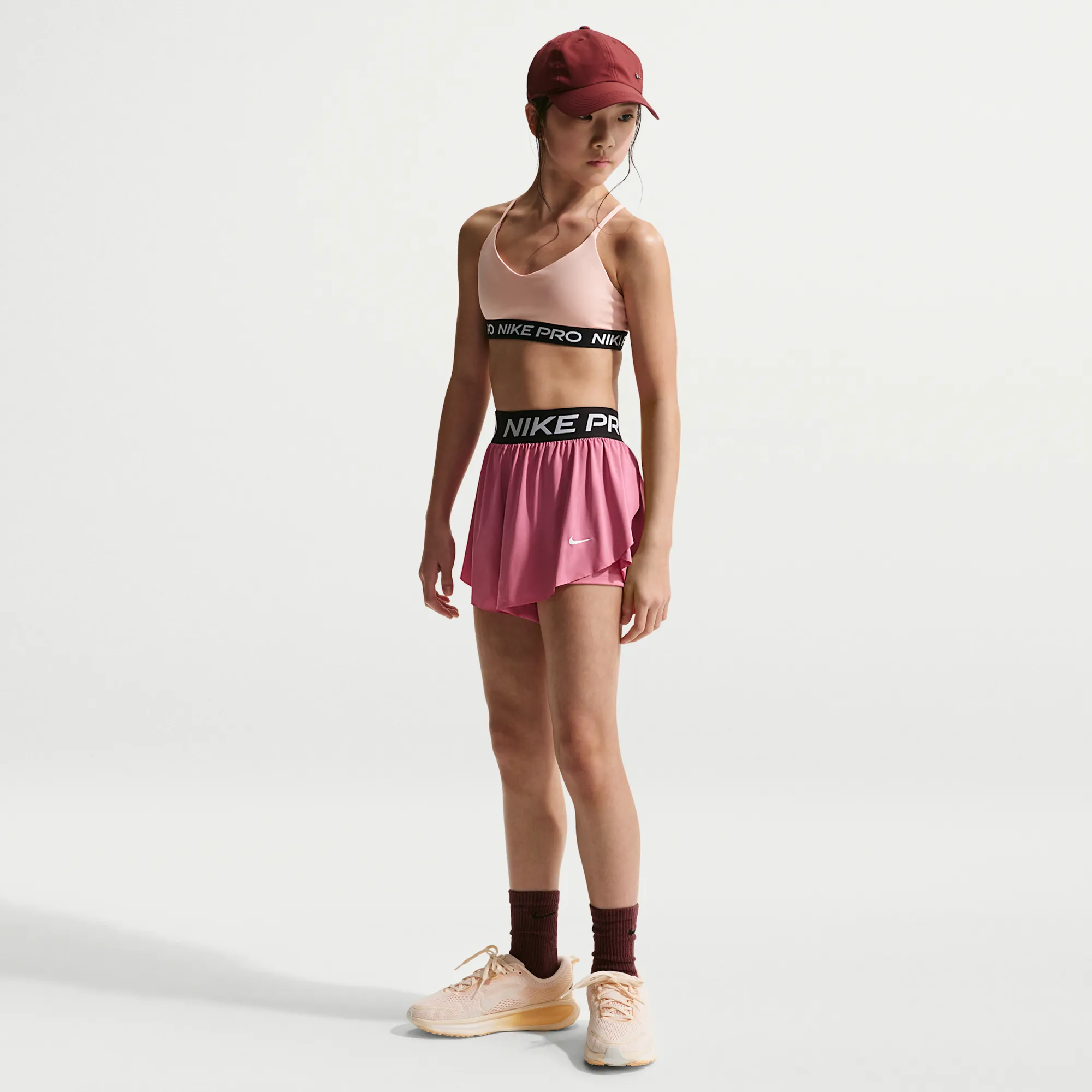 Nike Pro Older Kids' (Girls') Dri-FIT 2-in-1 Shorts - Pink - Polyester/Elastane