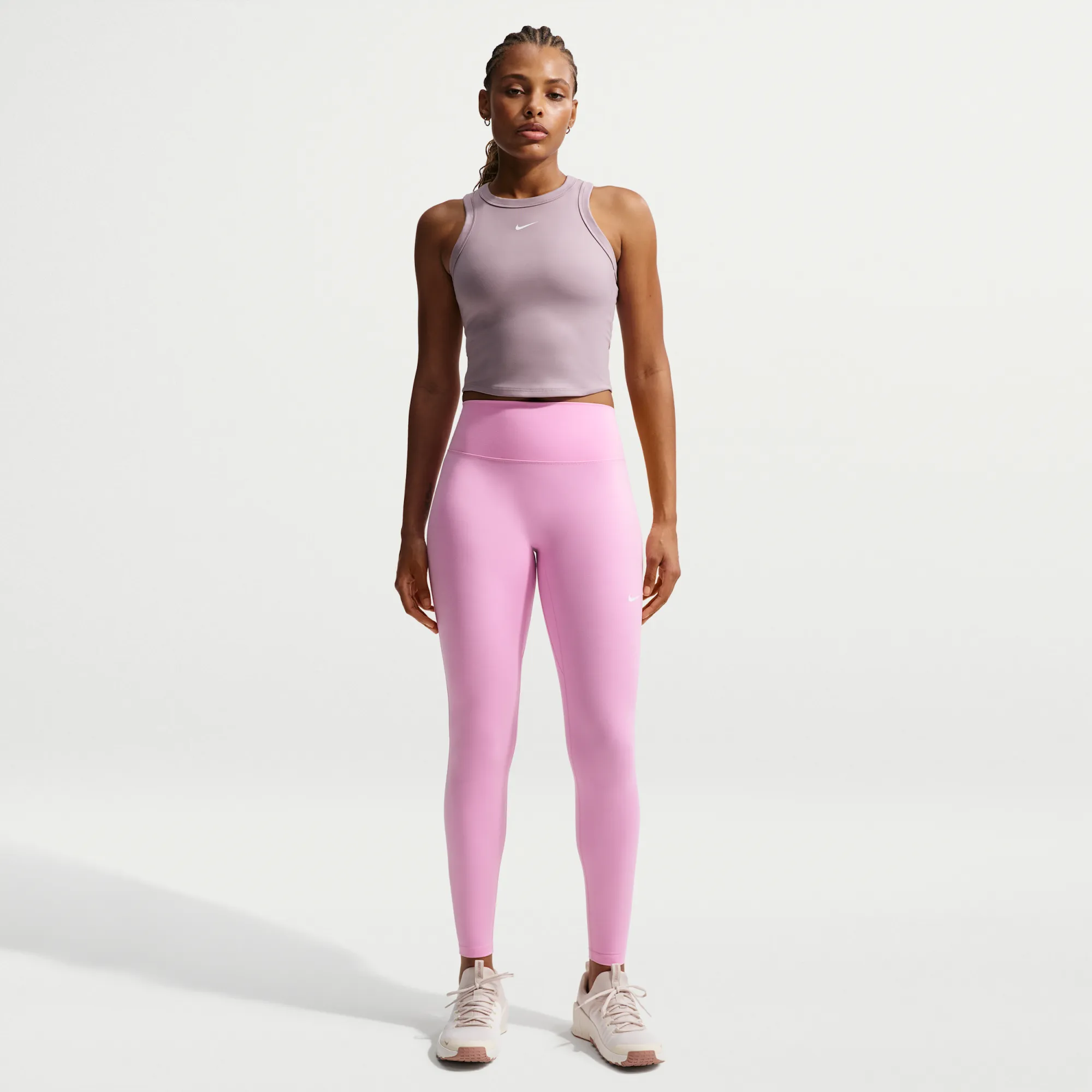 Nike One Seamless Front Women's High-Waisted Full-Length Leggings - Pink - Polyester/Elastane