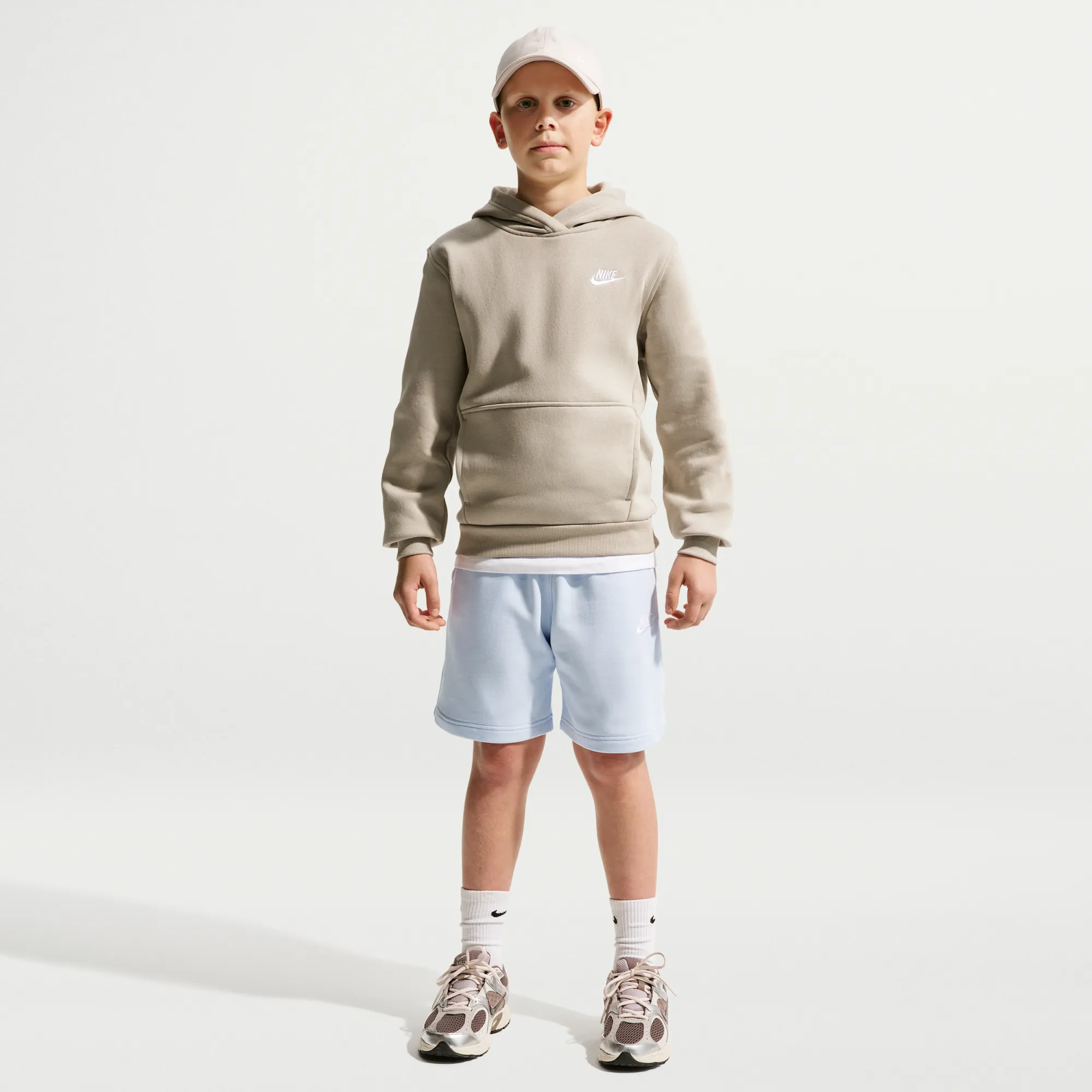 Nike Club Fleece Older Kids' French Terry Shorts - Blue - Cotton/Polyester