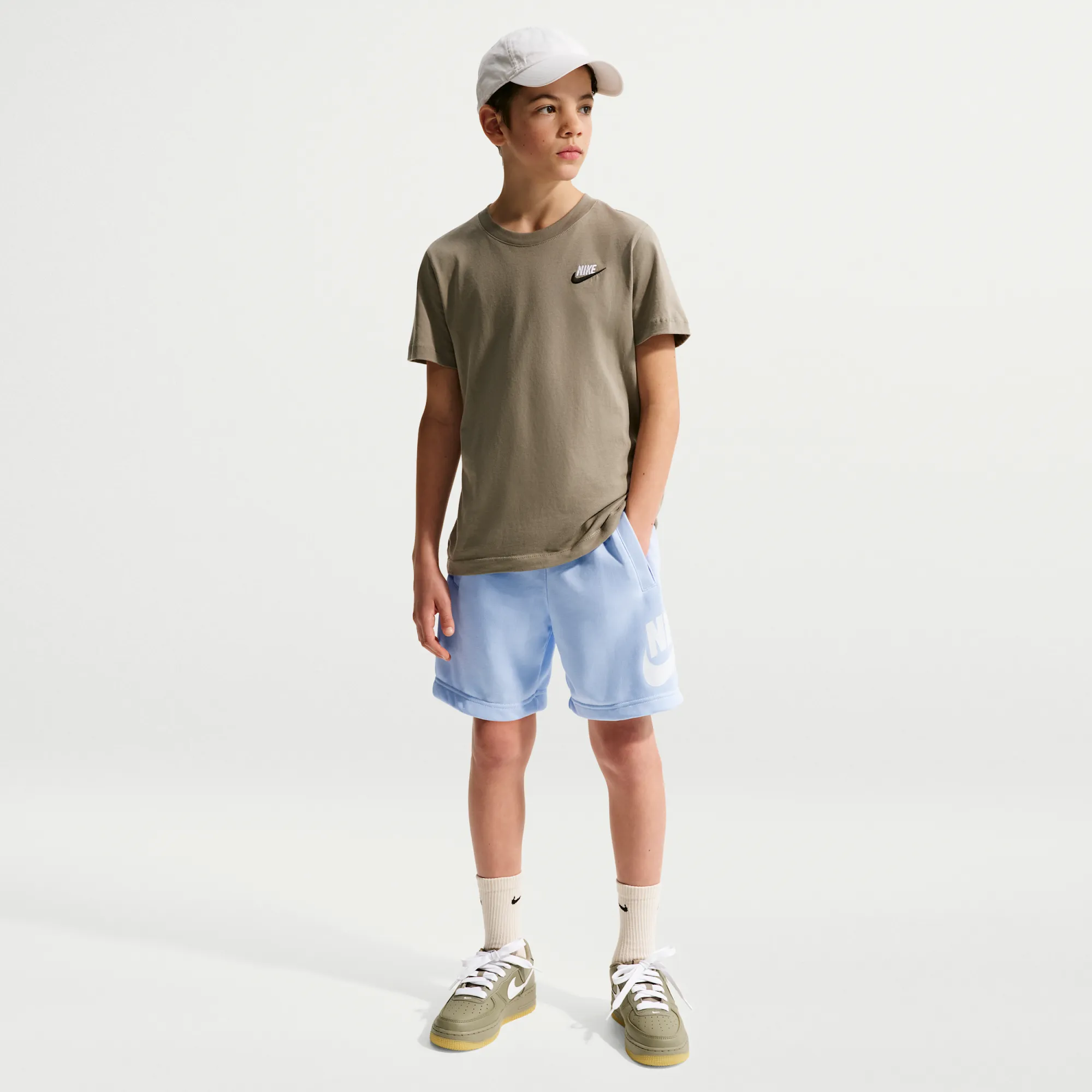 Nike Club Fleece Older Kids' French Terry Shorts - Blue - Cotton/Polyester