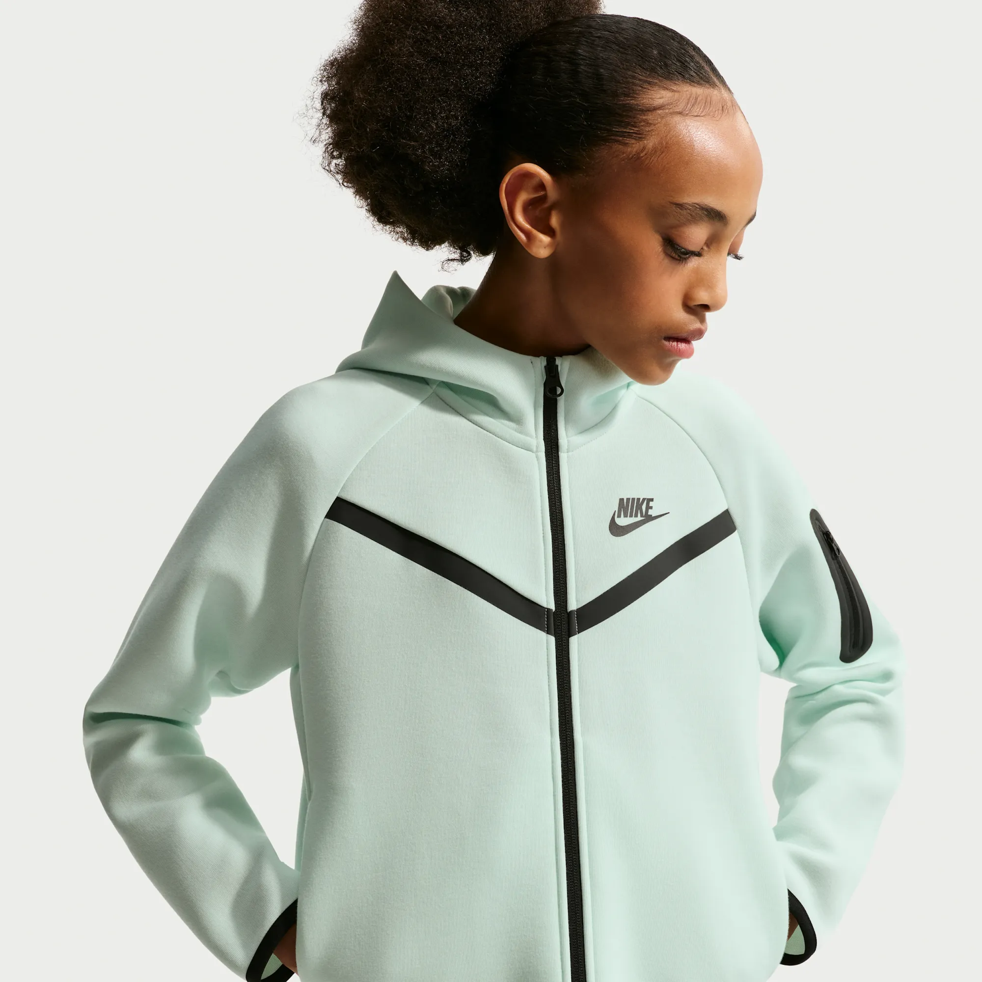 Nike Tech Fleece Girls' Full-Zip Hoodie - Green