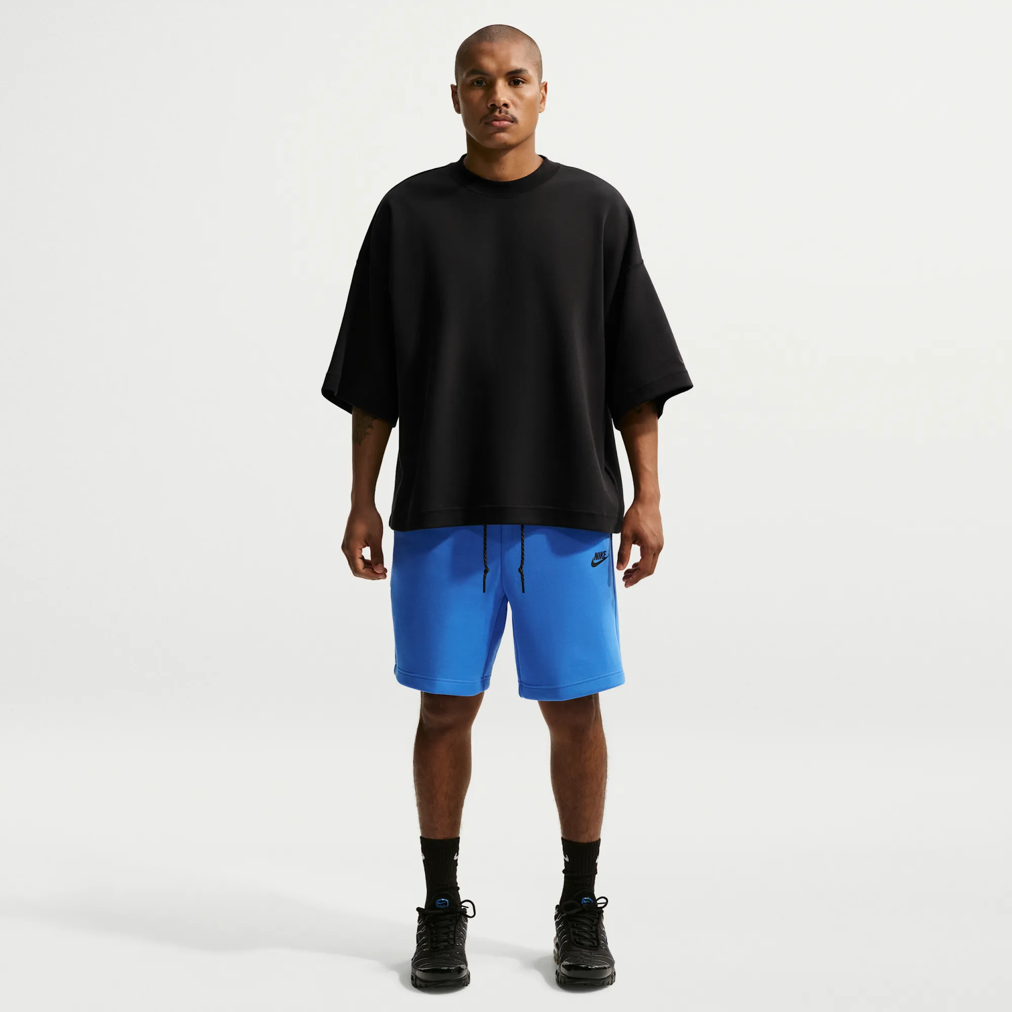 Nike Tech Men's Fleece Shorts - Blue - Cotton/Polyester
