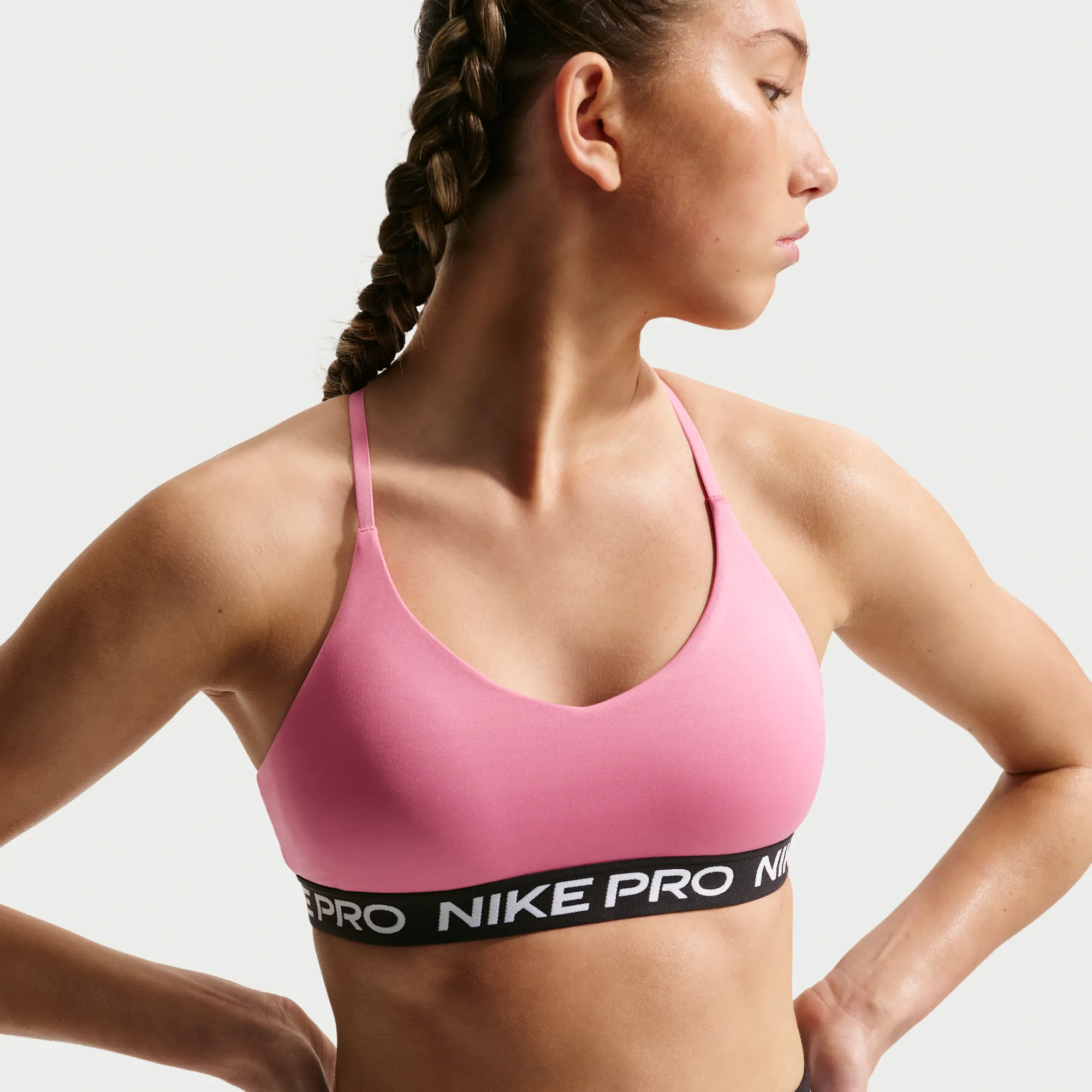Nike Pro Older Kids' (Girls') Indy Bra - Pink - Polyester/Elastane
