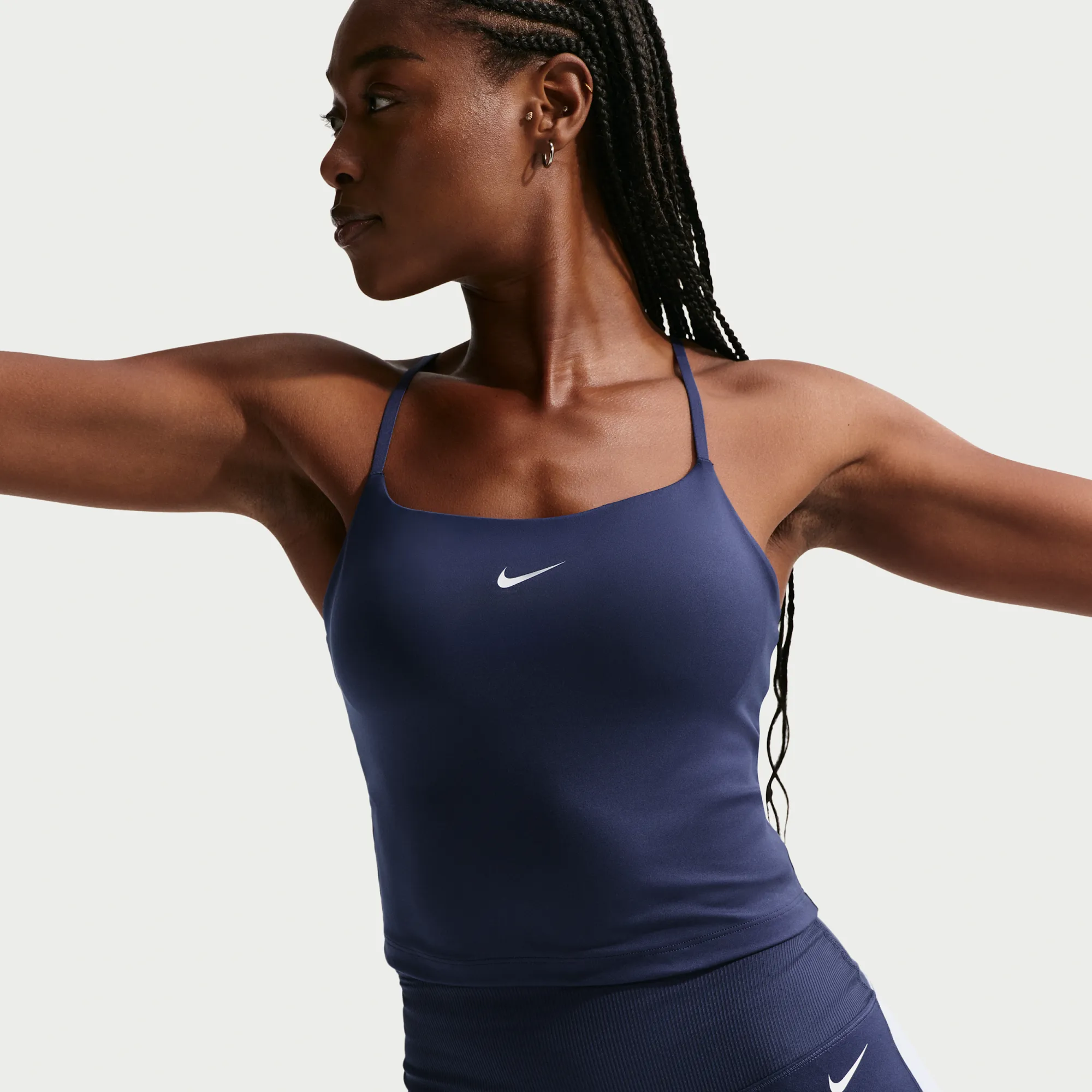 Nike One Women's Medium-Support Padded Adjustable Sports Bra Tank Top - Blue - Polyester/10-/ Elastane