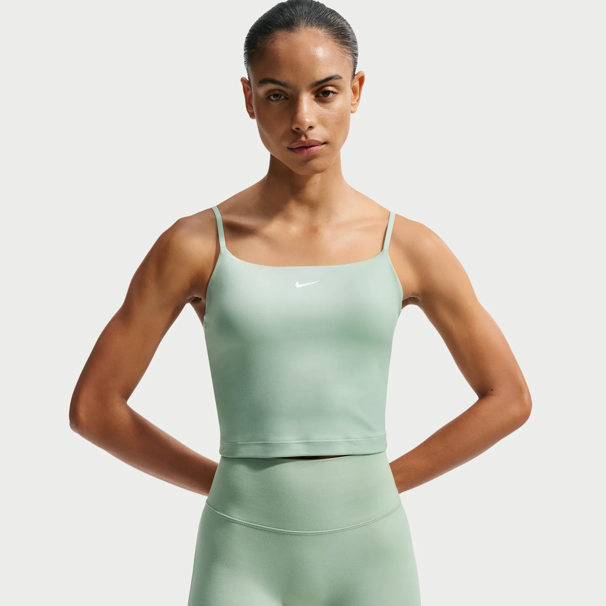 Nike One Women's Medium-Support Padded Adjustable Sports Bra Tank Top - Green - Polyester/10-/ Elastane