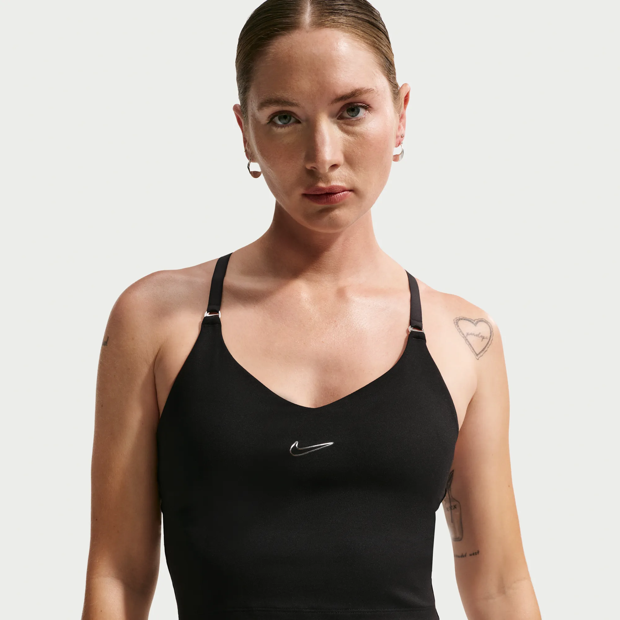Nike Women's Light-Support Padded Sports Bra Tank Top - Black - Polyester
