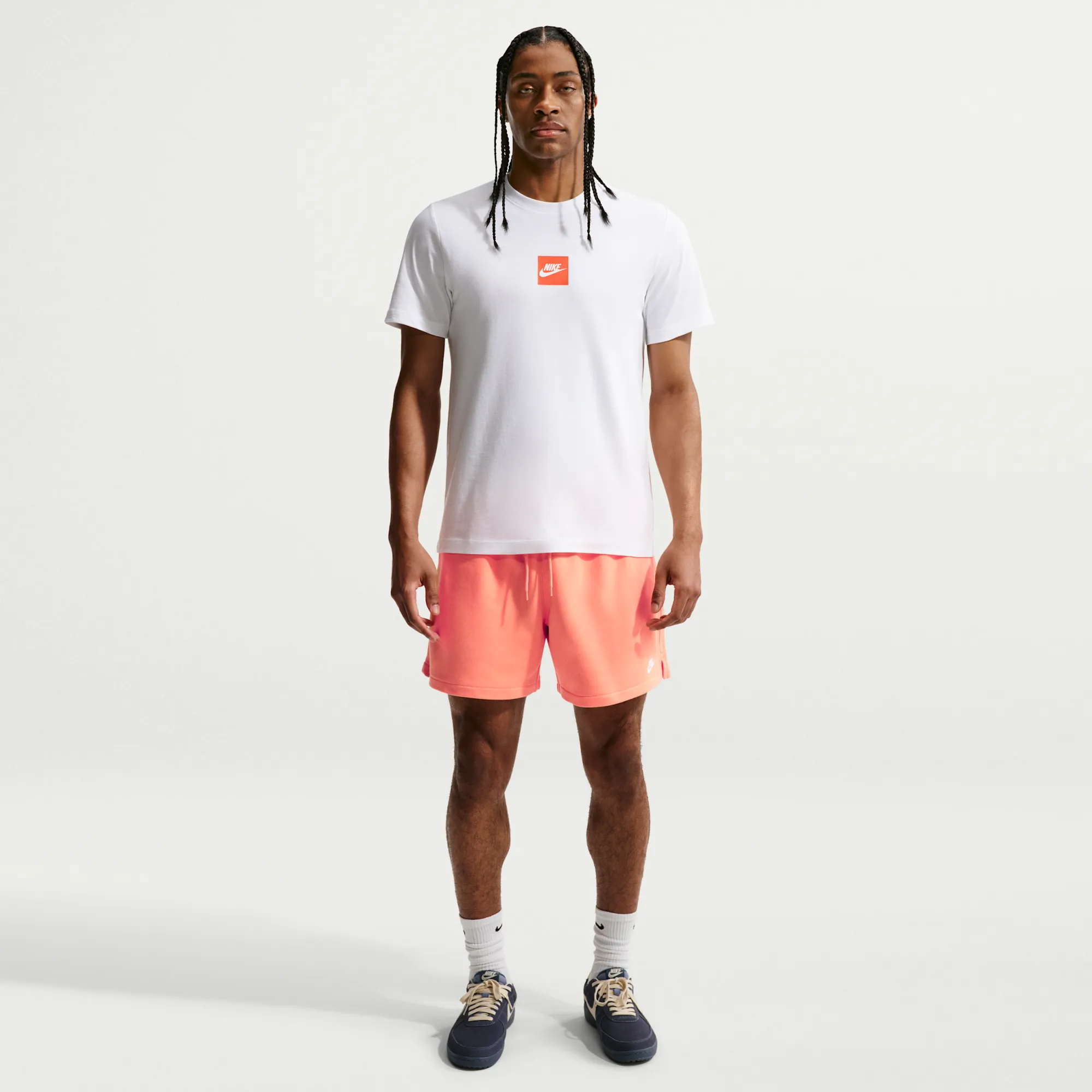 Nike Club Men's French Terry Flow Shorts - Orange - Cotton/Polyester