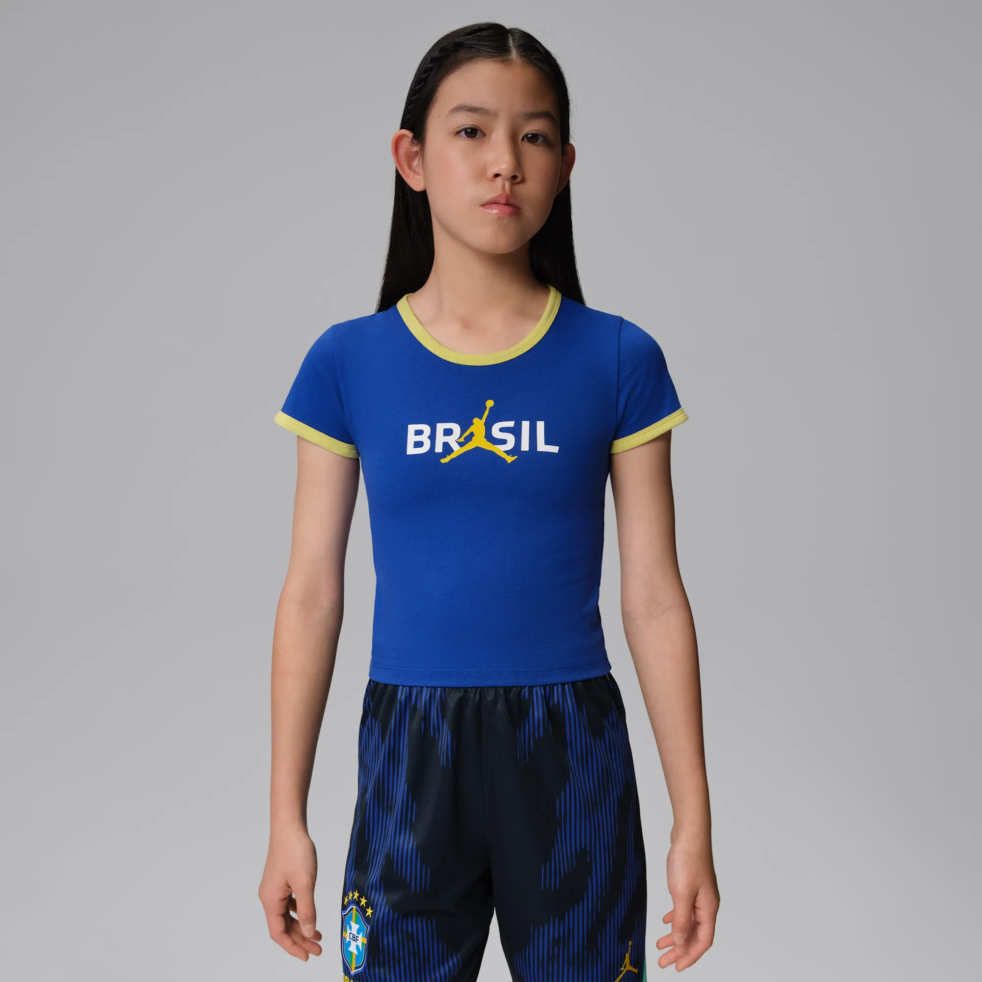 Nike Jordan Older Kids' Retro Graphic T-Shirt - Blue - Cotton/Polyester/Elastane