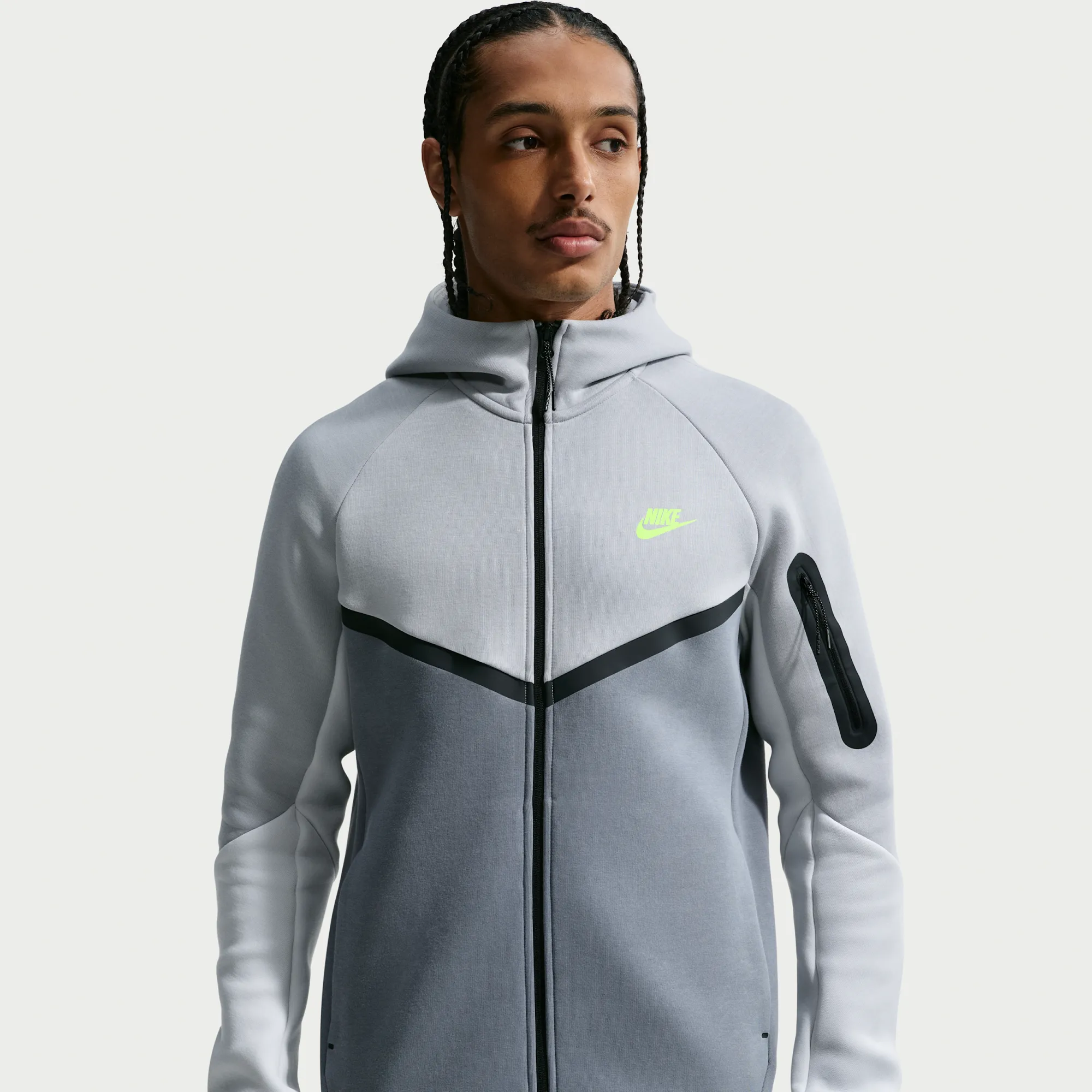 Nike Tech Men's Fleece Windrunner Full-Zip Jacket - Grey - Cotton/Polyester