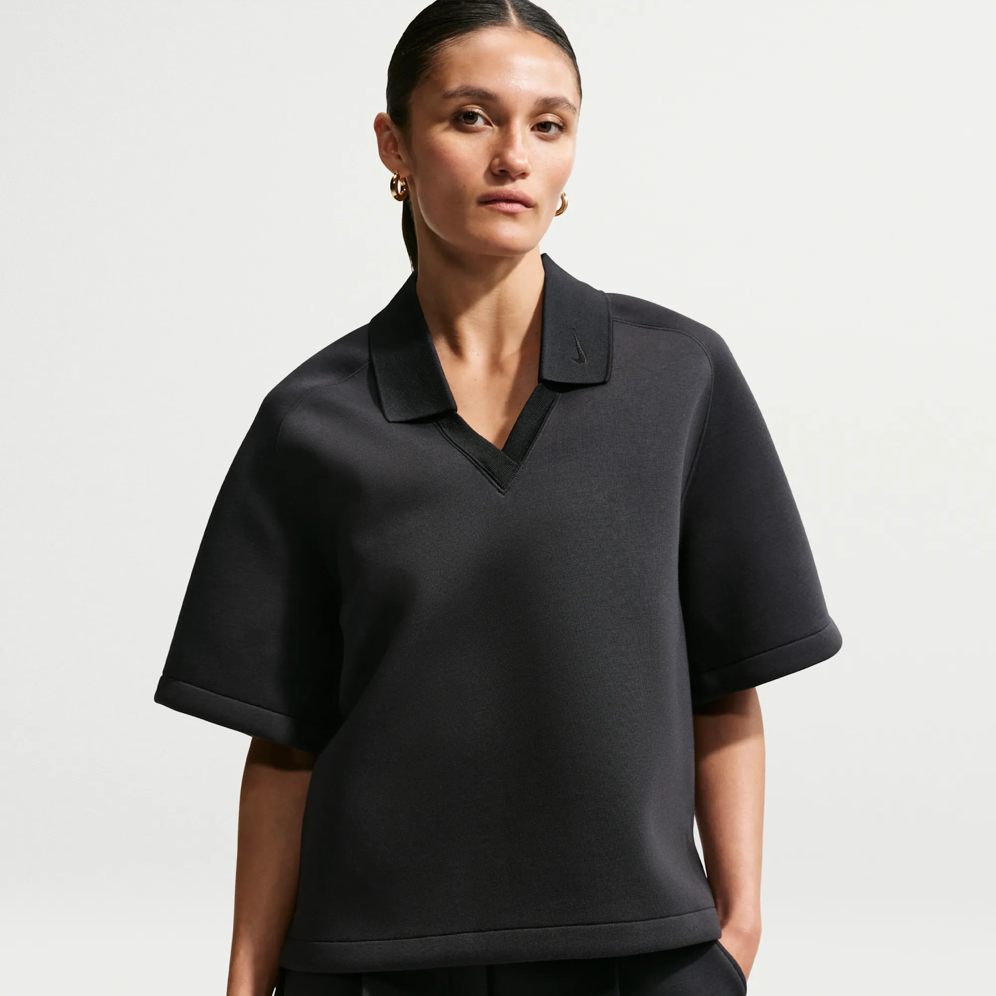 Nike Pre-Game Fleece Women's Loose Polo - Black - Modal/Polyester