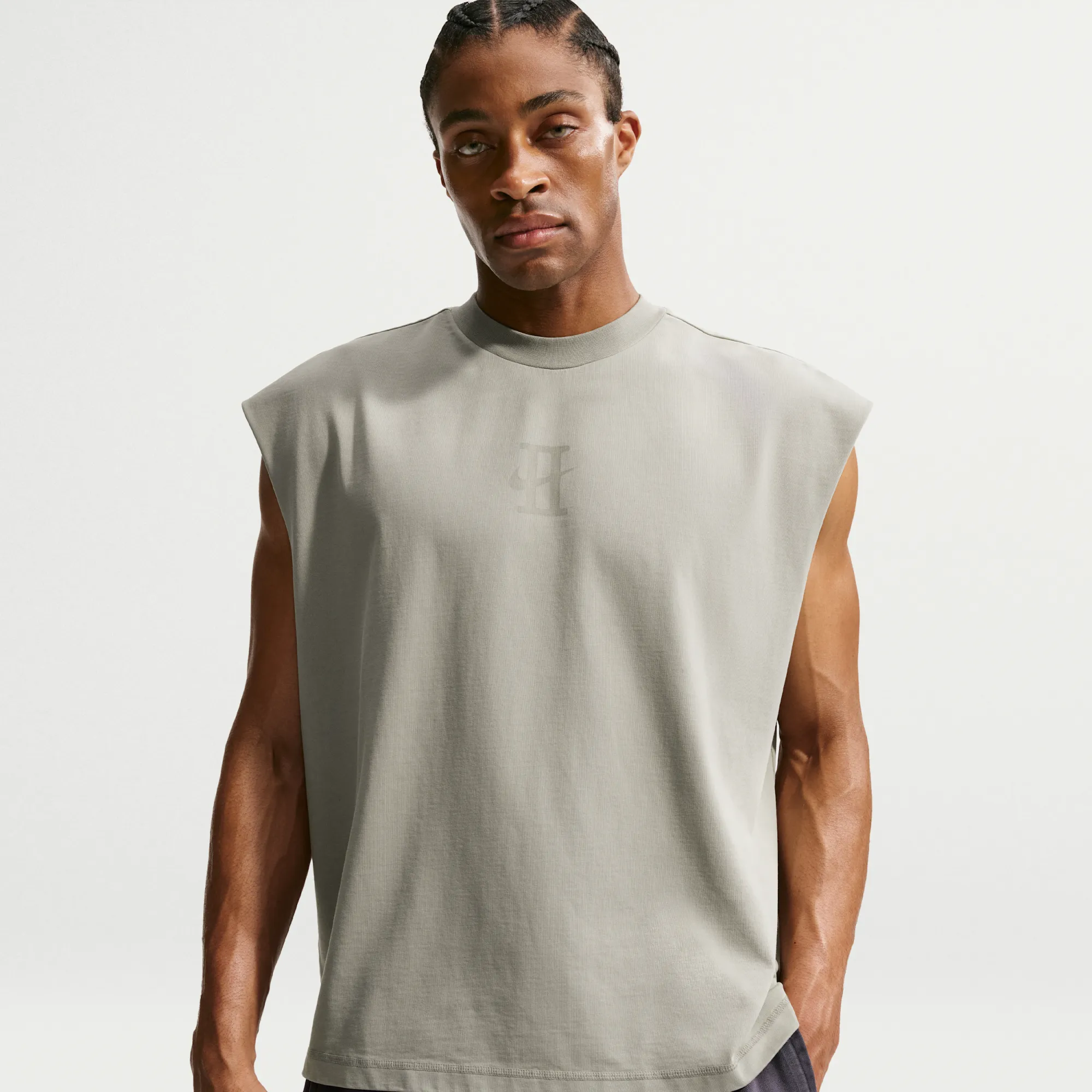 Nike Book Standard Issue Men's Dri-FIT Sleeveless Game Top - Grey - Cotton/Polyester