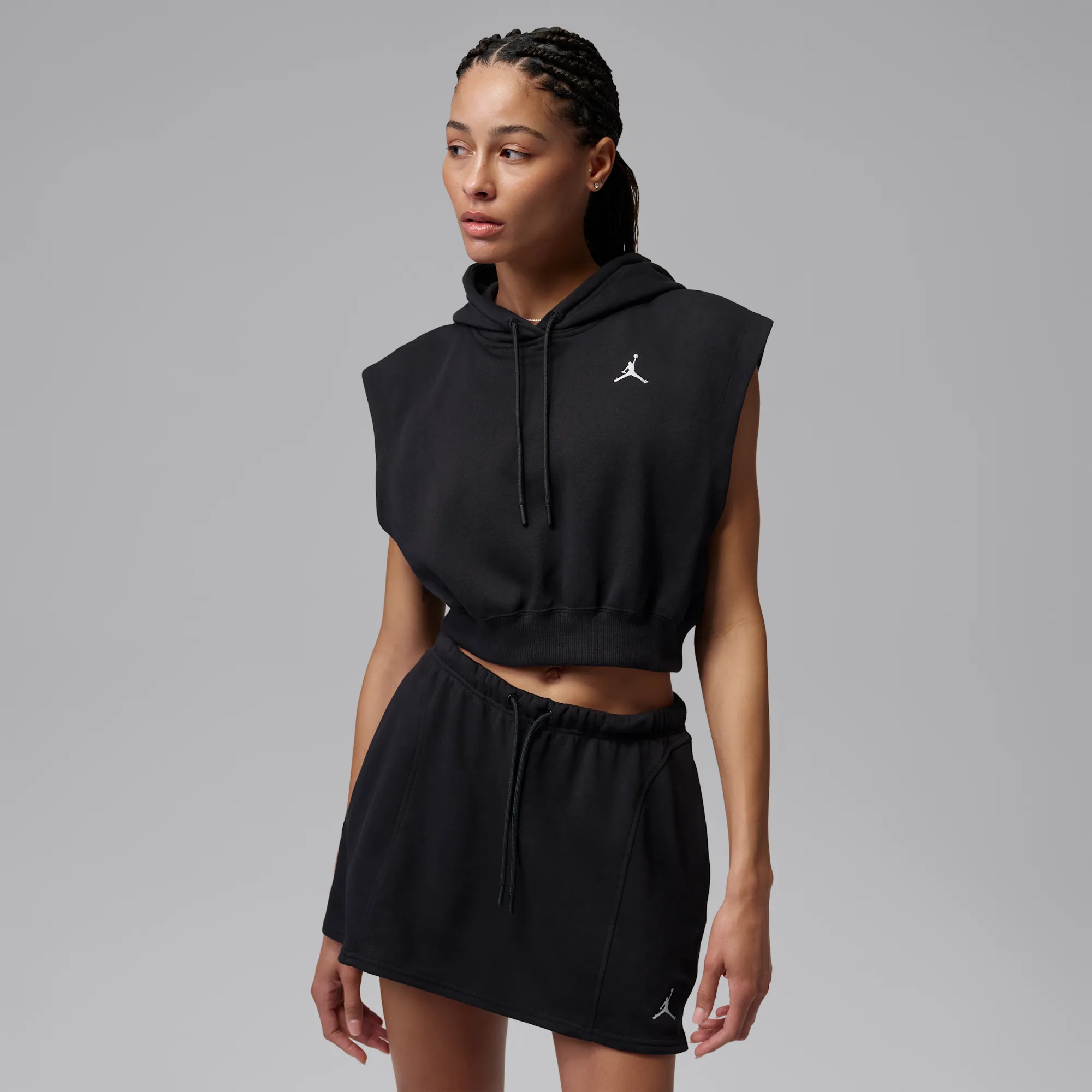 Nike Jordan Brooklyn Fleece Women's French Terry Top - Black - Cotton/Polyester