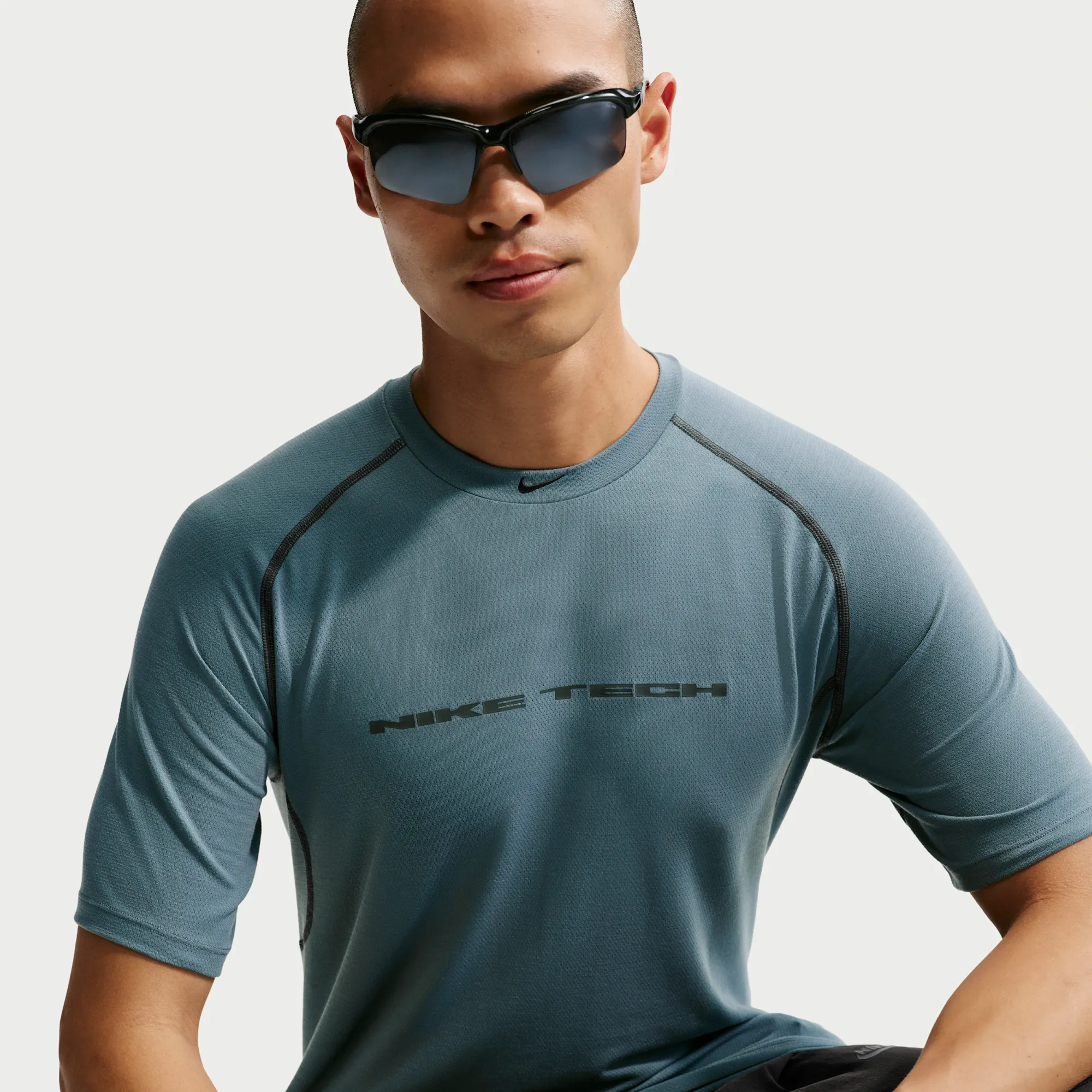 Nike Tech Men's Dri-FIT Short-Sleeve Top - Grey - Polyester/Lyocell/Elastane