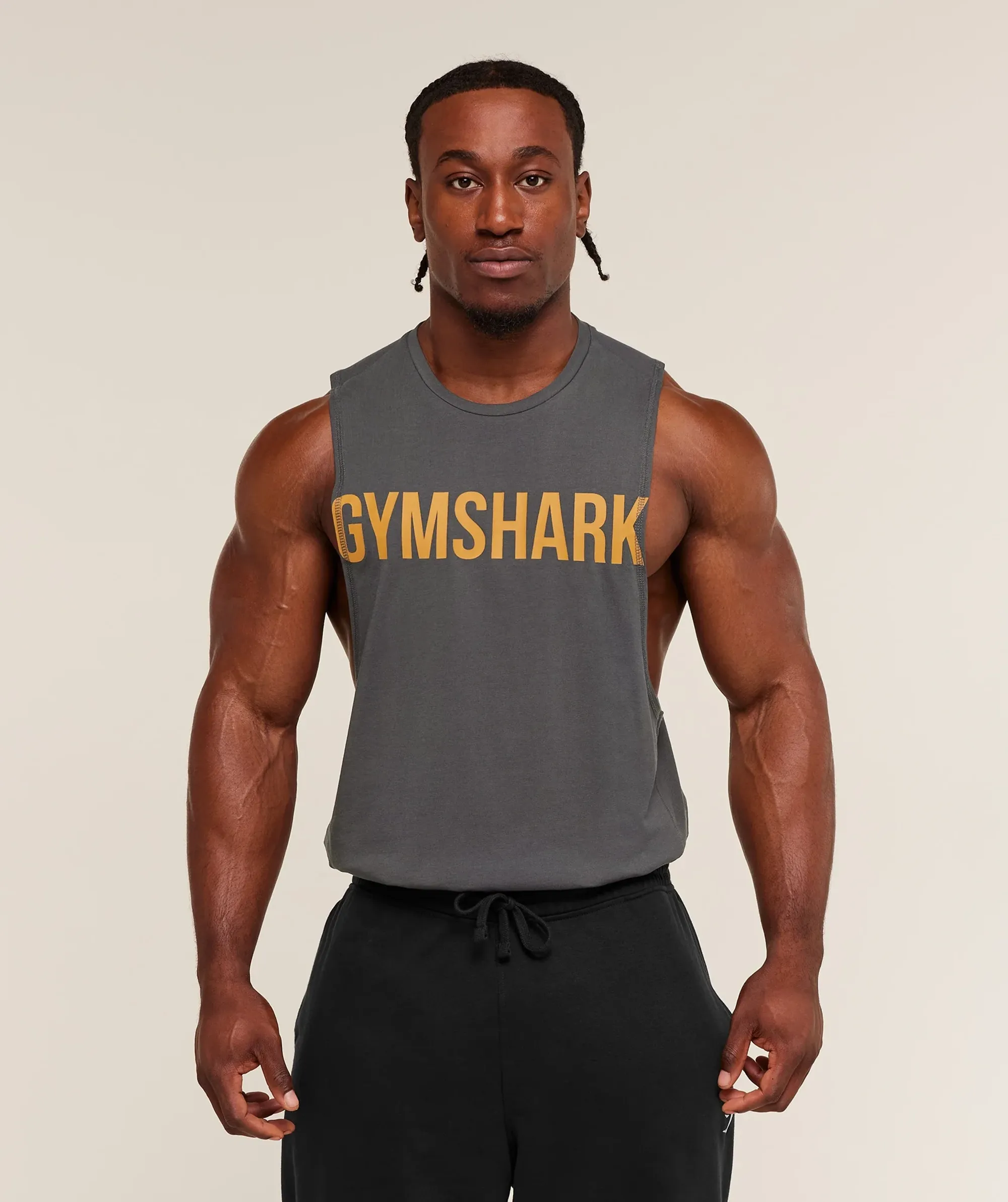 Gymshark Prime Drop Arm Tank - Grey/Antique Gold