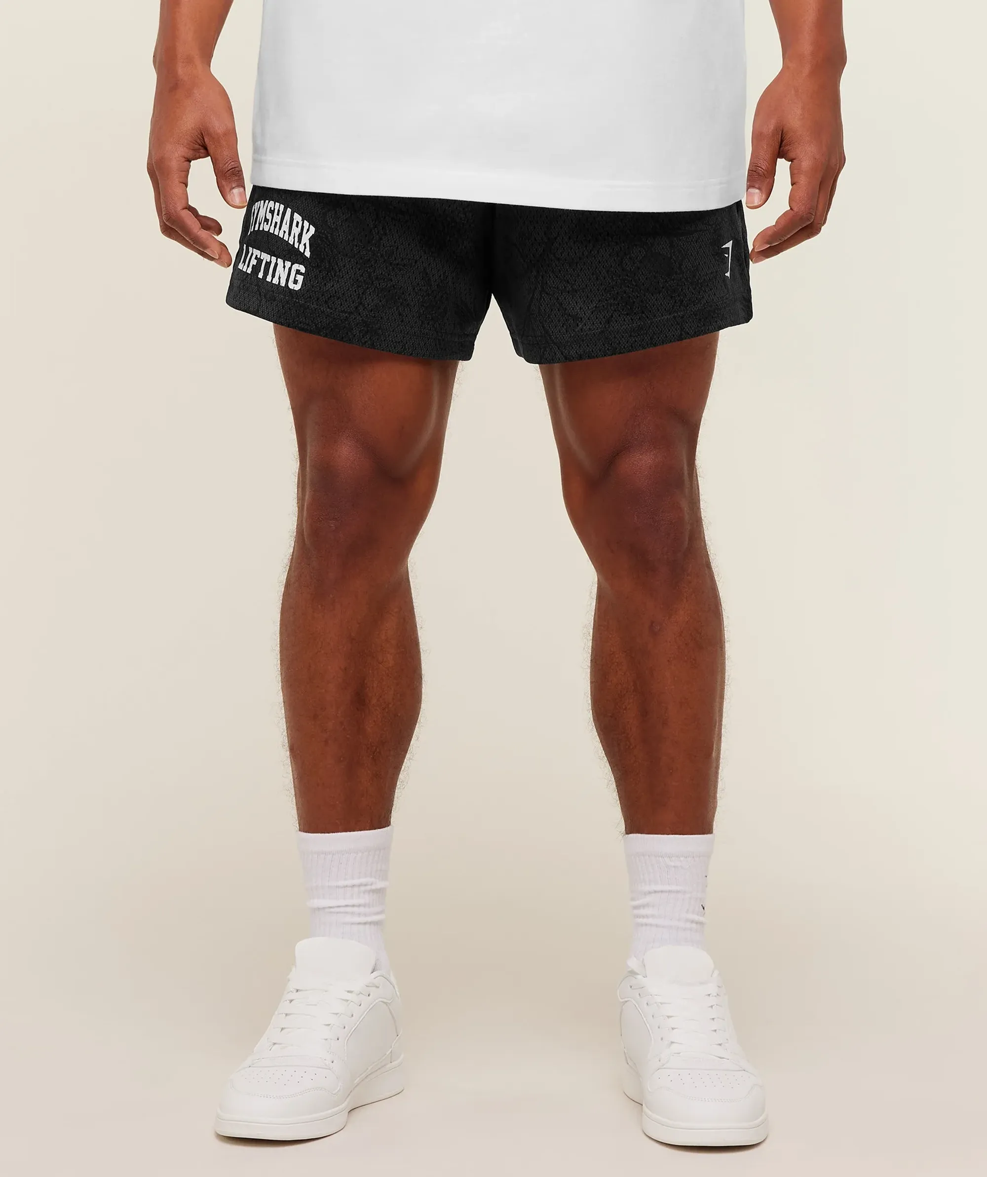 Gymshark Lifting Mesh 5" Shorts - Black/Grey