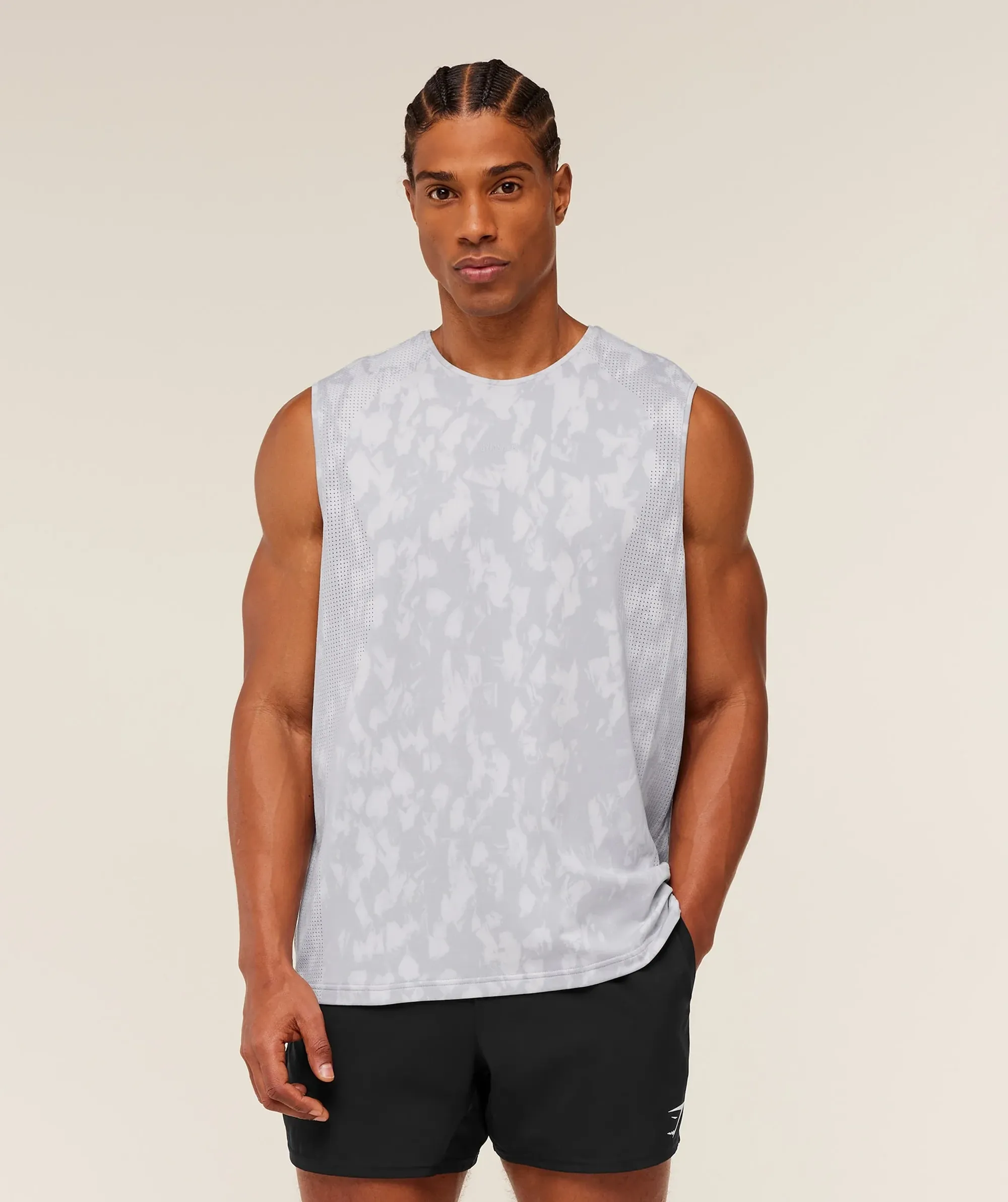 Gymshark Distance Seamless Tank -  Light Grey /  Light Grey / ACID WASH