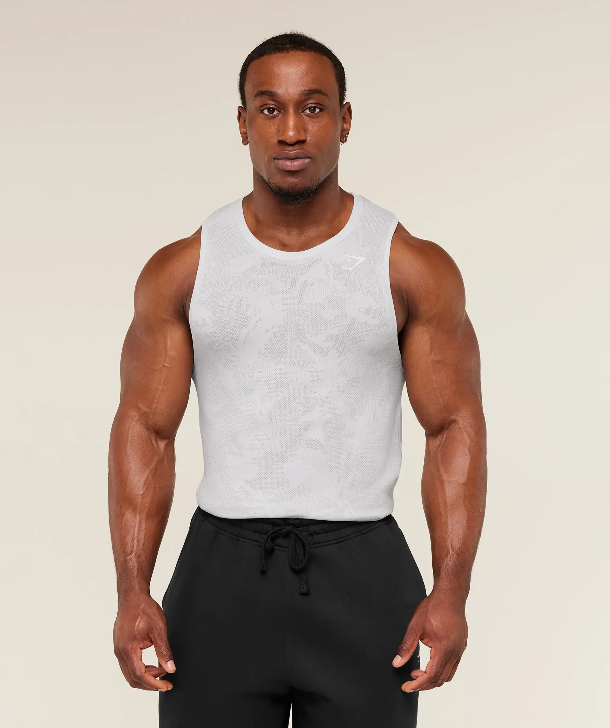 Gymshark Geo Seamless Tank - White/Light Grey