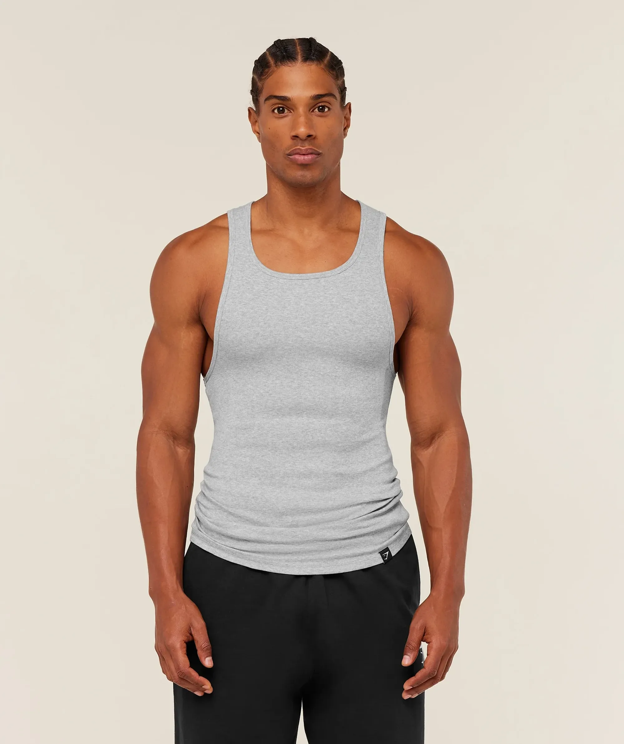 Gymshark Ribbed Tank 1PK - Light Grey Core Marl