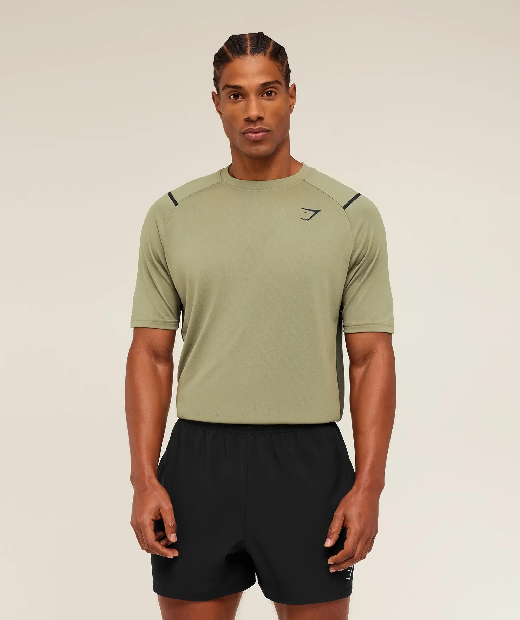 Gymshark Arrival Contrast T-Shirt -  Grounded Green /  Strength Green