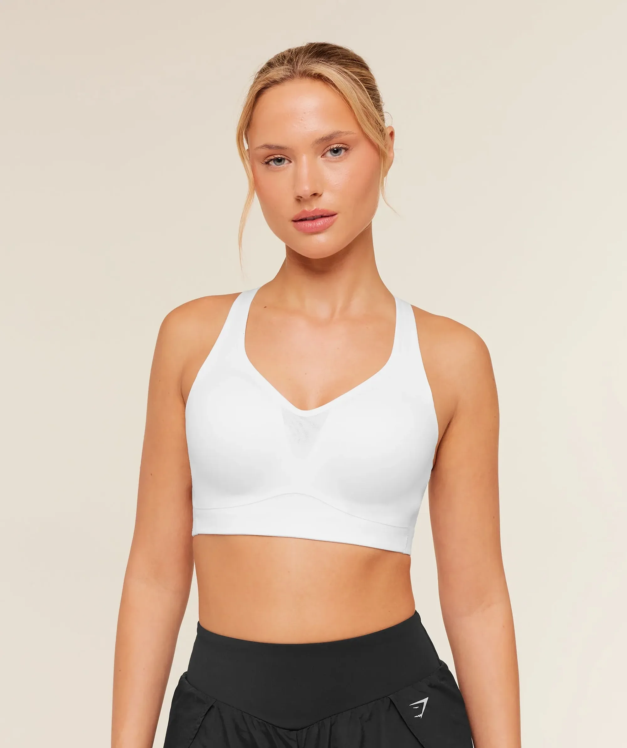Gymshark High Support V-Neck Sports Bra - GS White