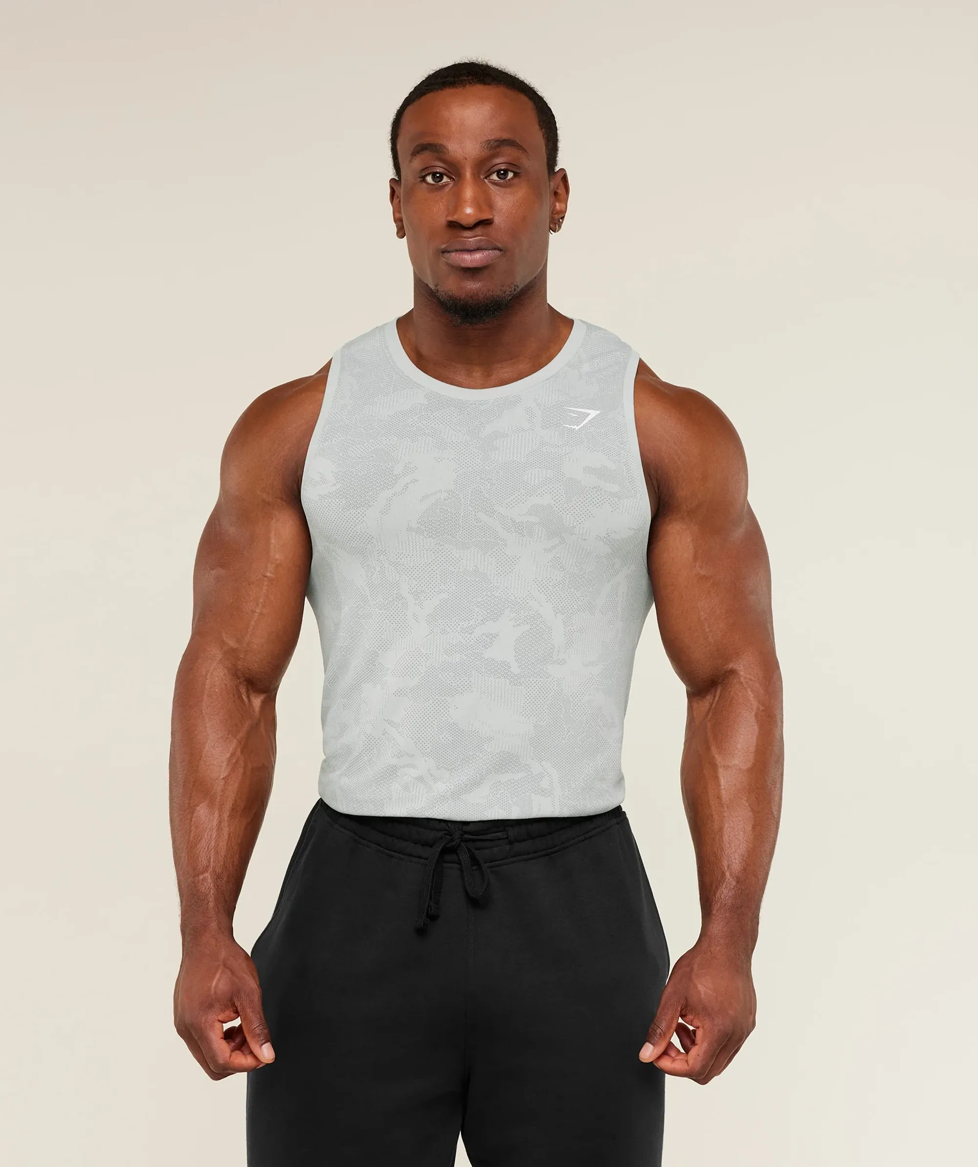 Gymshark Geo Seamless Tank - Light Grey/Smokey Grey